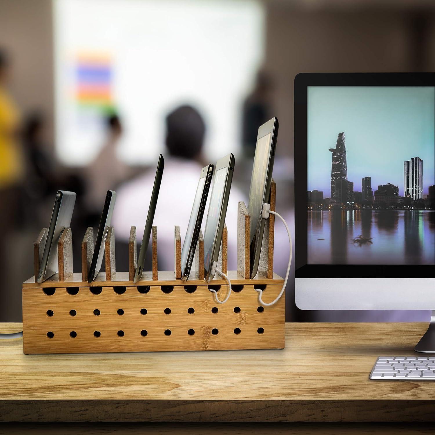 Estación de Carga de Bambú Prosumer's Choice para 10 Dispositivos