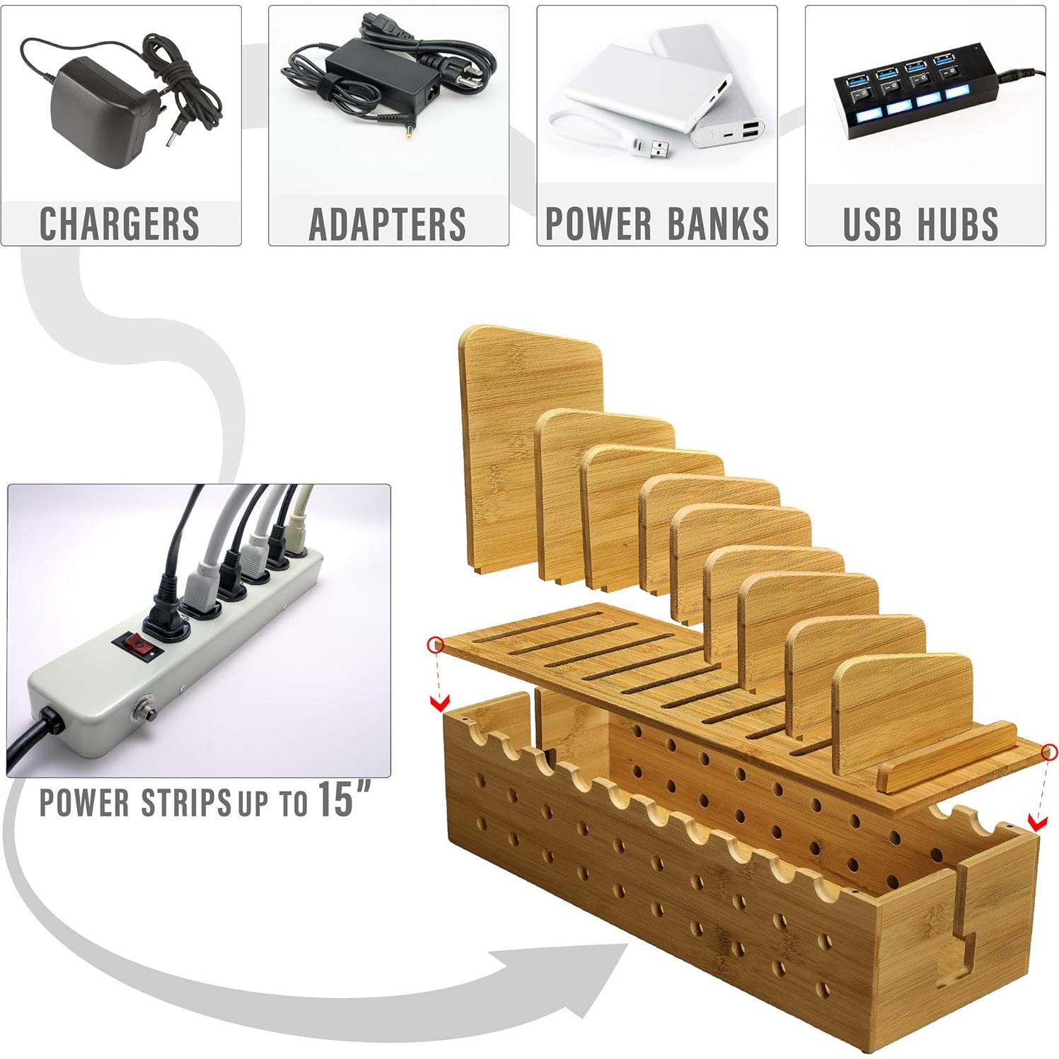 Estación de Carga de Bambú Prosumer's Choice para 10 Dispositivos