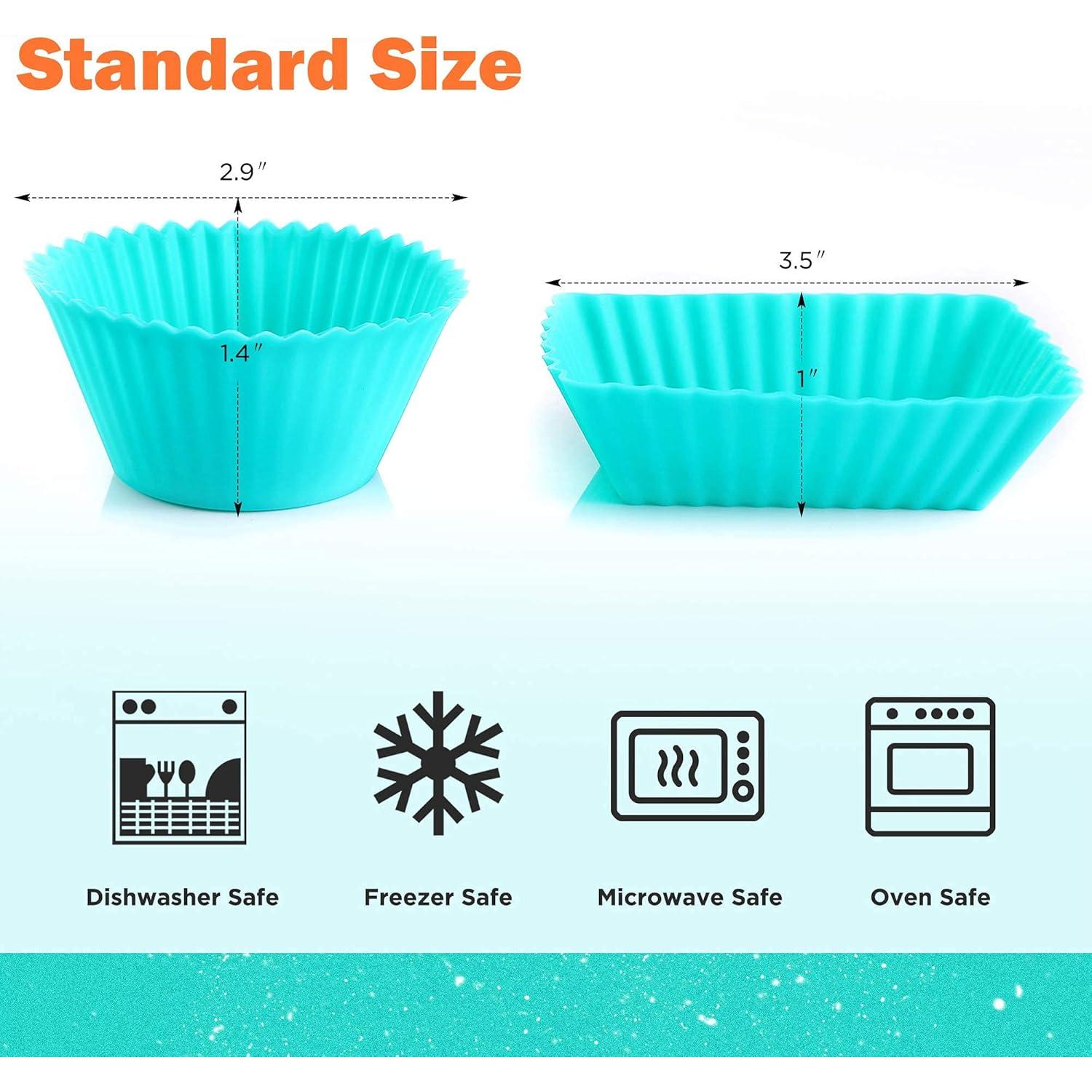 IPOW 24 Tazas de Silicona Reutilizables para Hornear Cupcakes