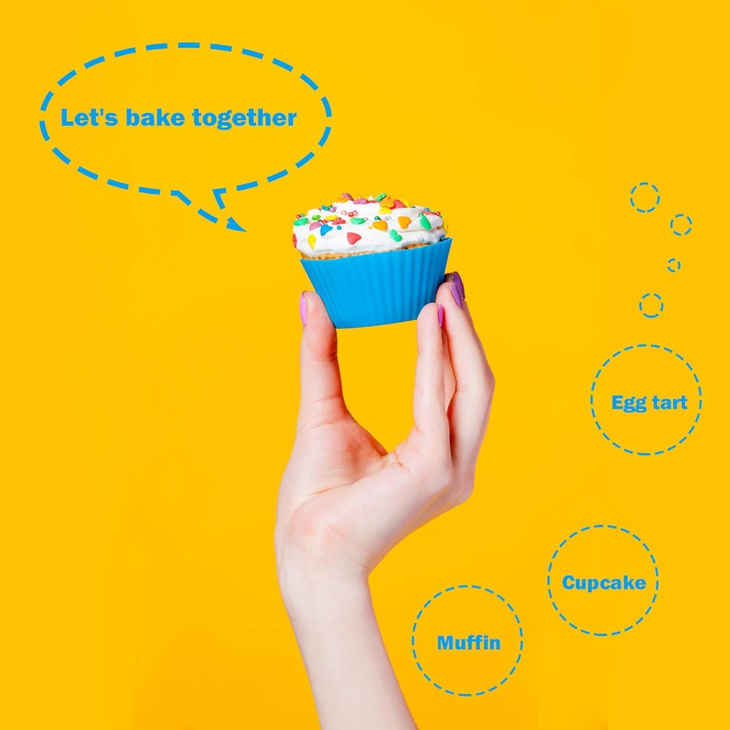 IPOW 24 Tazas de Silicona Reutilizables para Hornear Cupcakes