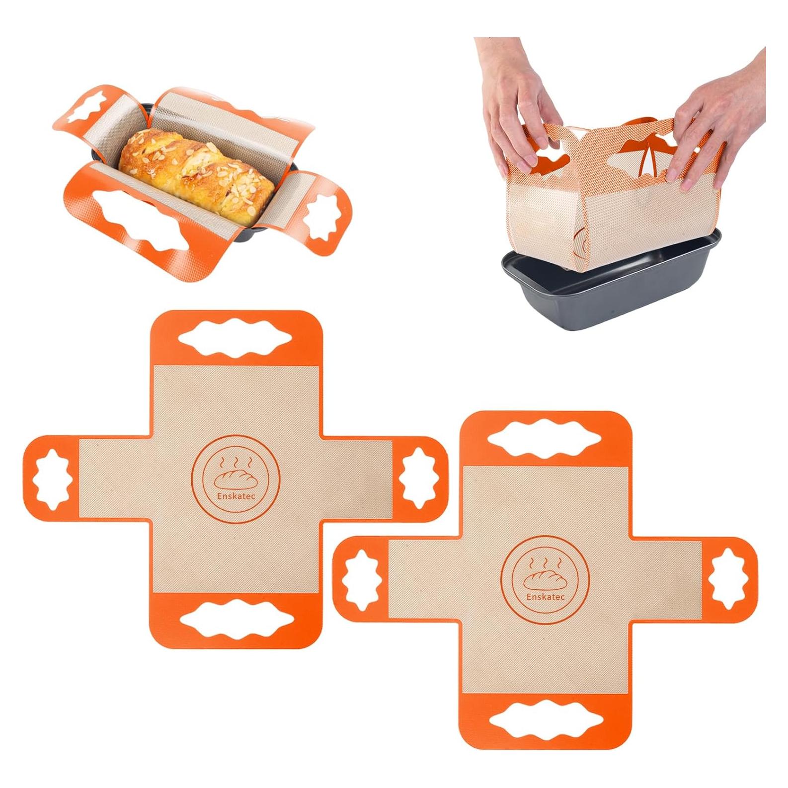 Forros de Pan de Silicona Reutilizables Enskatec 9x5" Naranja