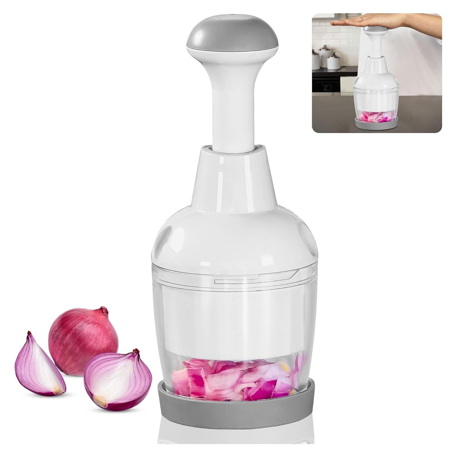 Picador de Alimentos Manual TAMIDN - Cuchillas Inoxidable, Blanco