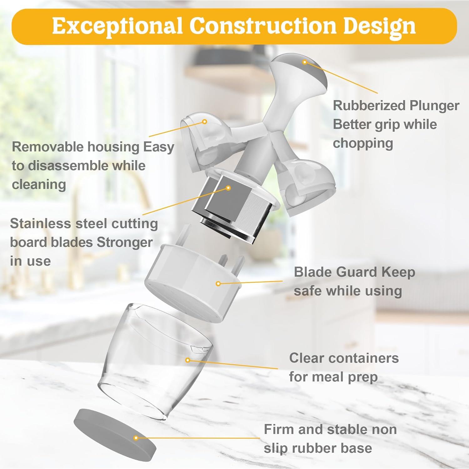 Picador de Alimentos Manual TAMIDN - Cuchillas Inoxidable, Blanco