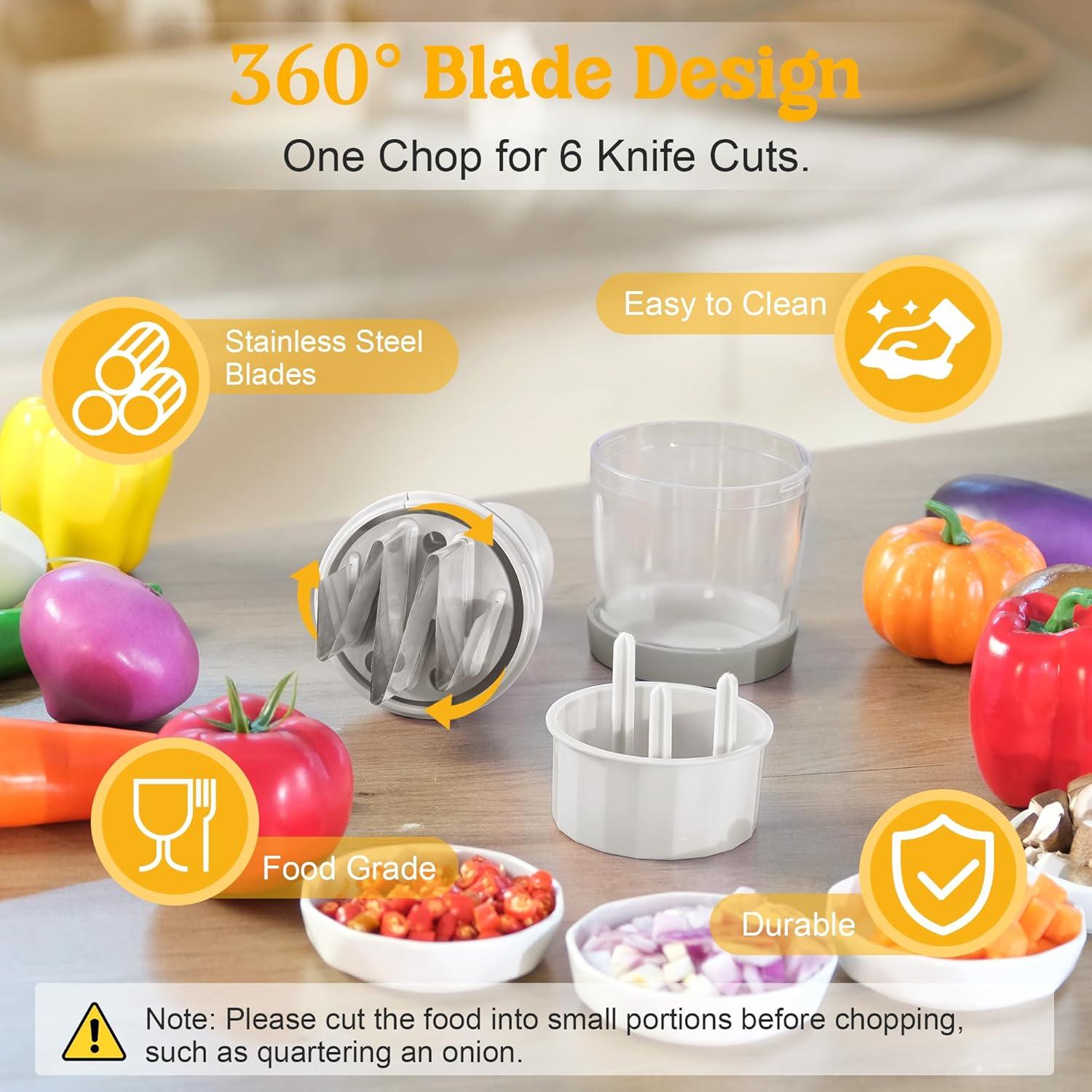 Picador de Alimentos Manual TAMIDN - Cuchillas Inoxidable, Blanco