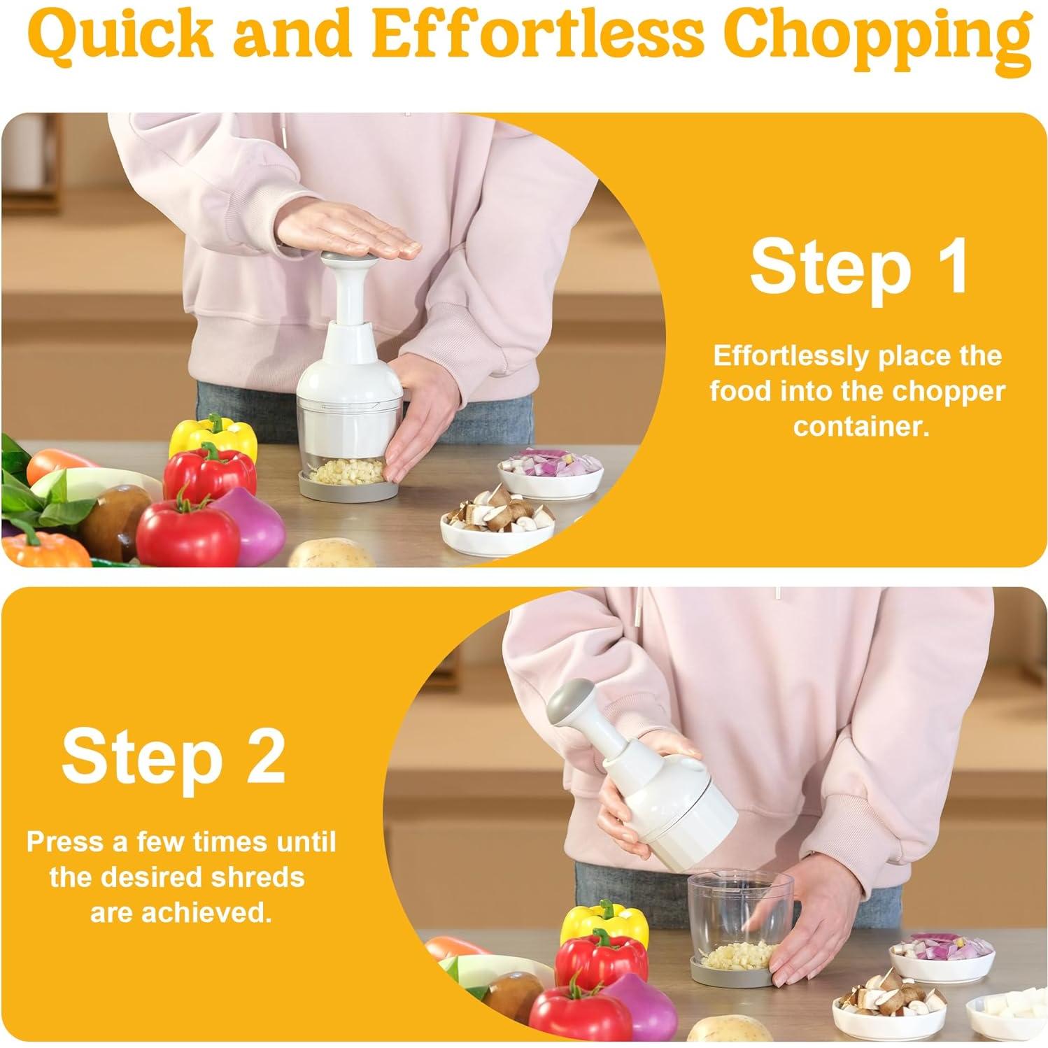 Picador de Alimentos Manual TAMIDN - Cuchillas Inoxidable, Blanco