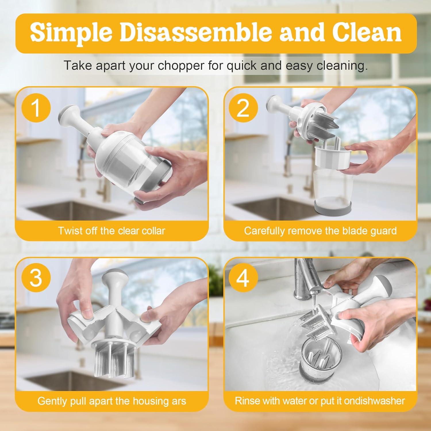 Picador de Alimentos Manual TAMIDN - Cuchillas Inoxidable, Blanco