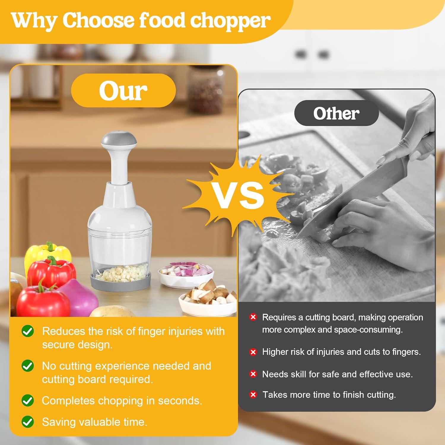 Picador de Alimentos Manual TAMIDN - Cuchillas Inoxidable, Blanco