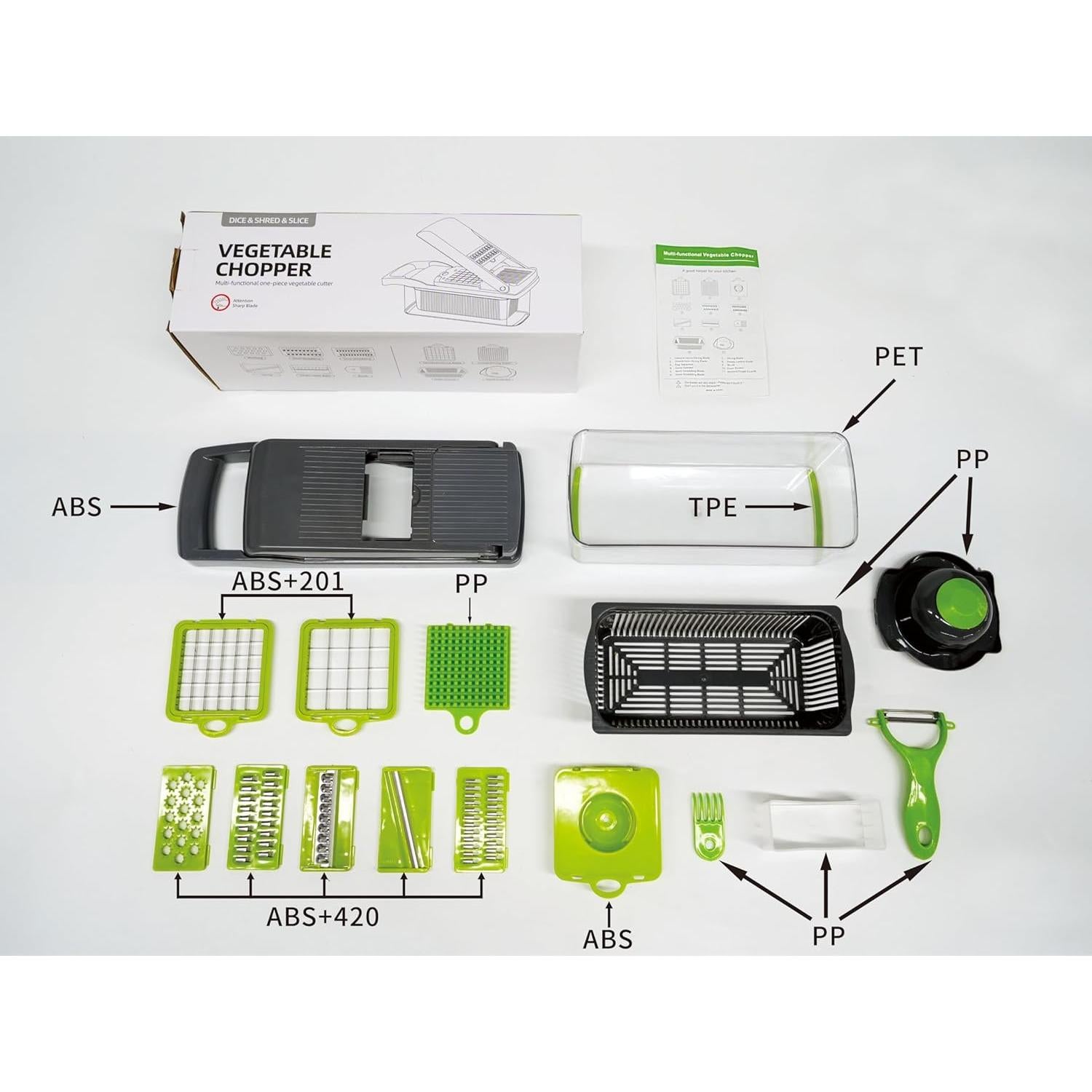 Picador de Verduras 16-en-1 AHA Lifestyles - Acero Inoxidable, 1.5L