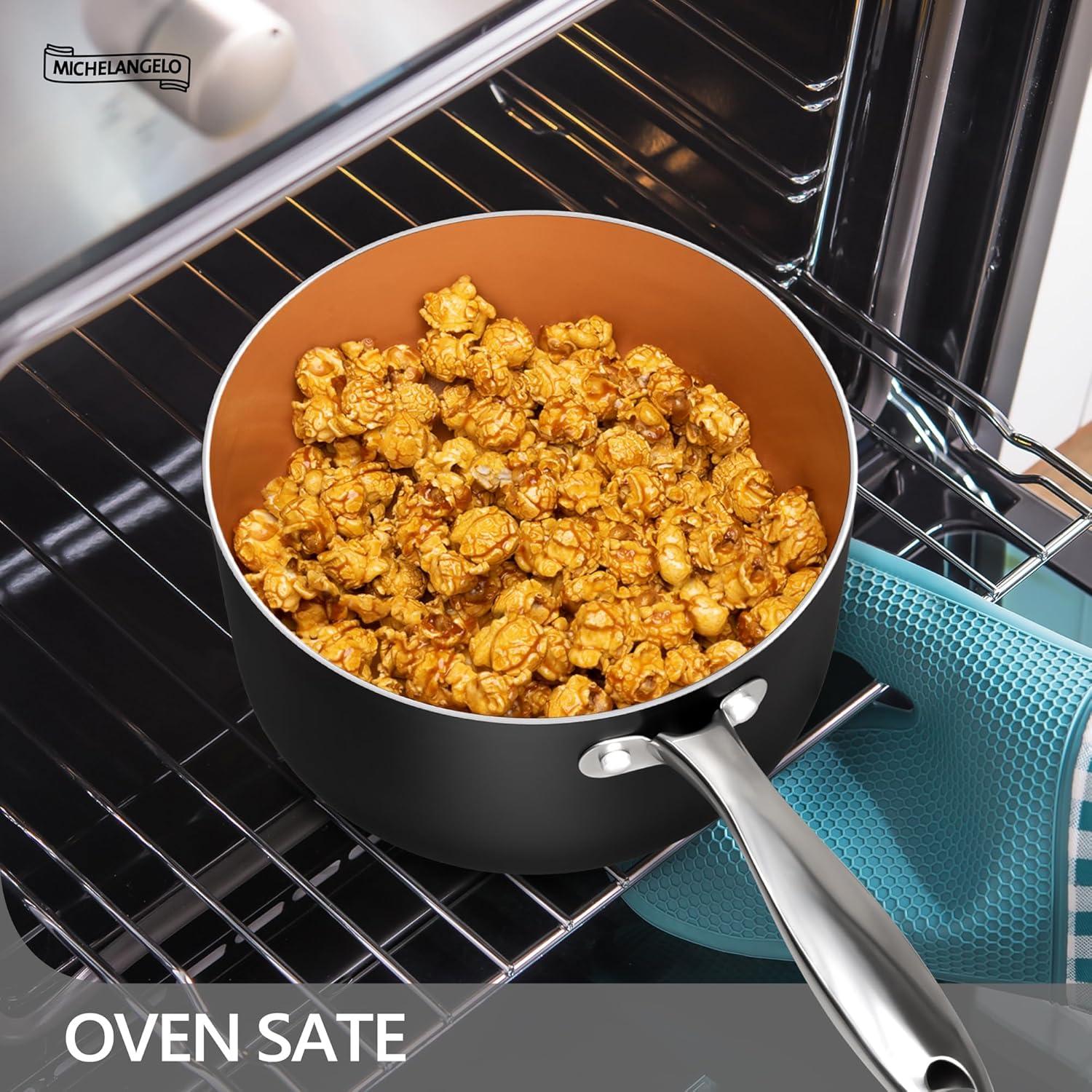 Cacerola Antiadherente Michelangelo 2 Qt con Vaporera y Tapa