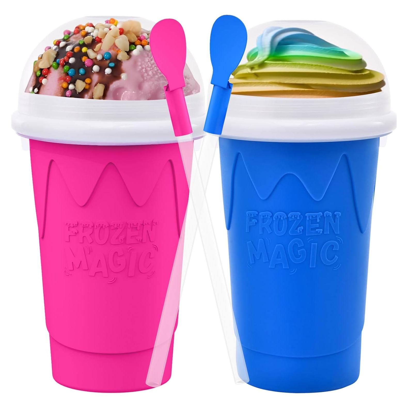 Taza Hacedora de Slushie Fopudy 500ml Rosa y Azul Manual