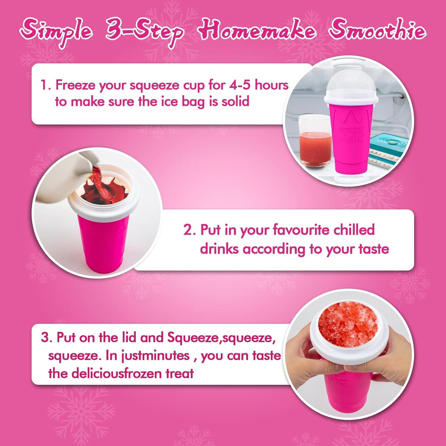 Taza Hacedora de Slushie Fopudy 500ml Rosa y Azul Manual