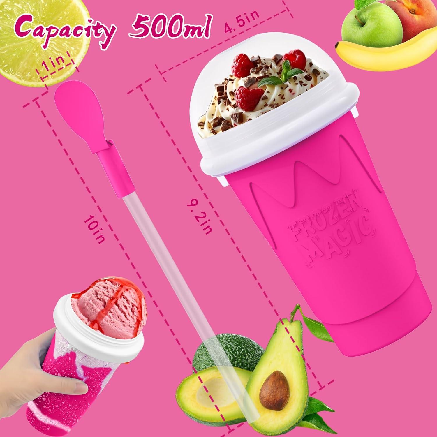 Taza Hacedora de Slushie Fopudy 500ml Rosa y Azul Manual