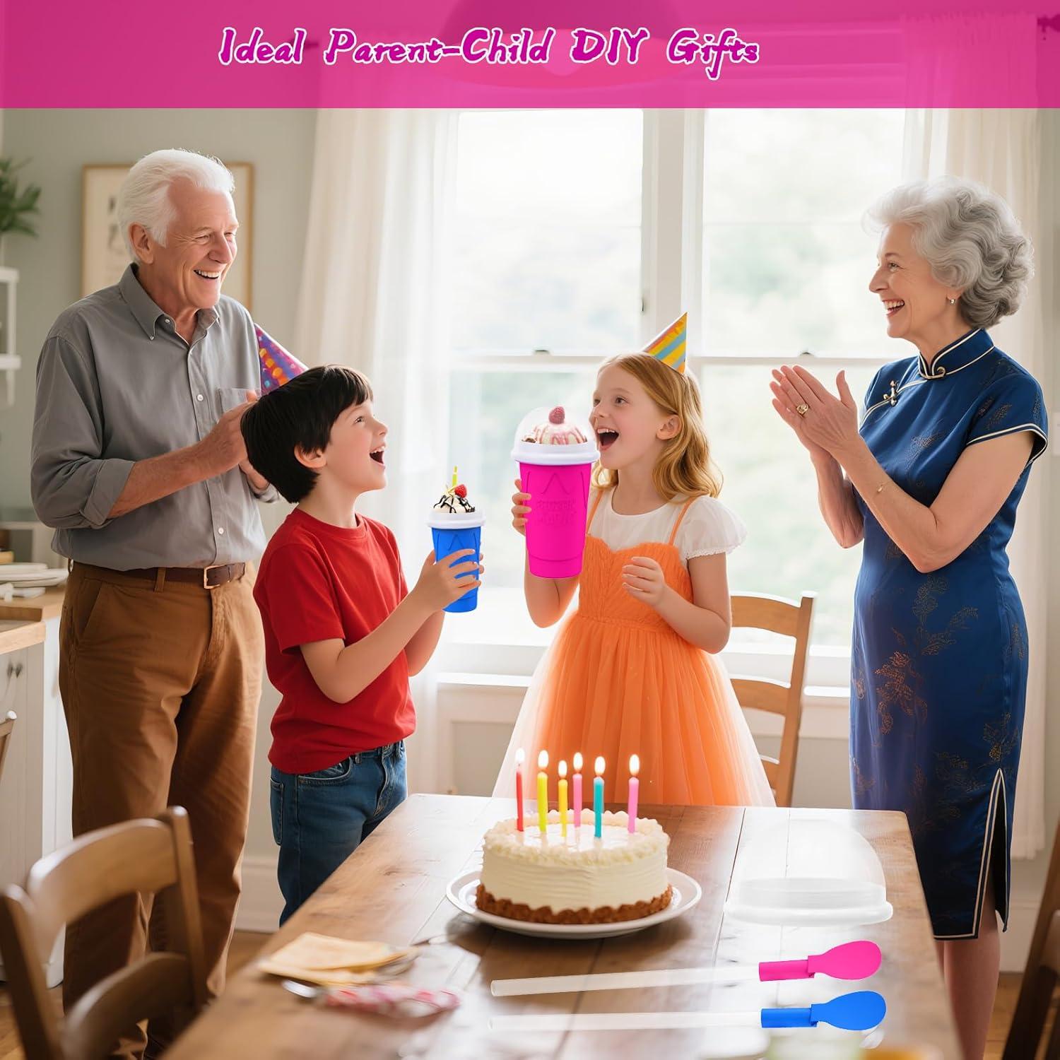 Taza Hacedora de Slushie Fopudy 500ml Rosa y Azul Manual