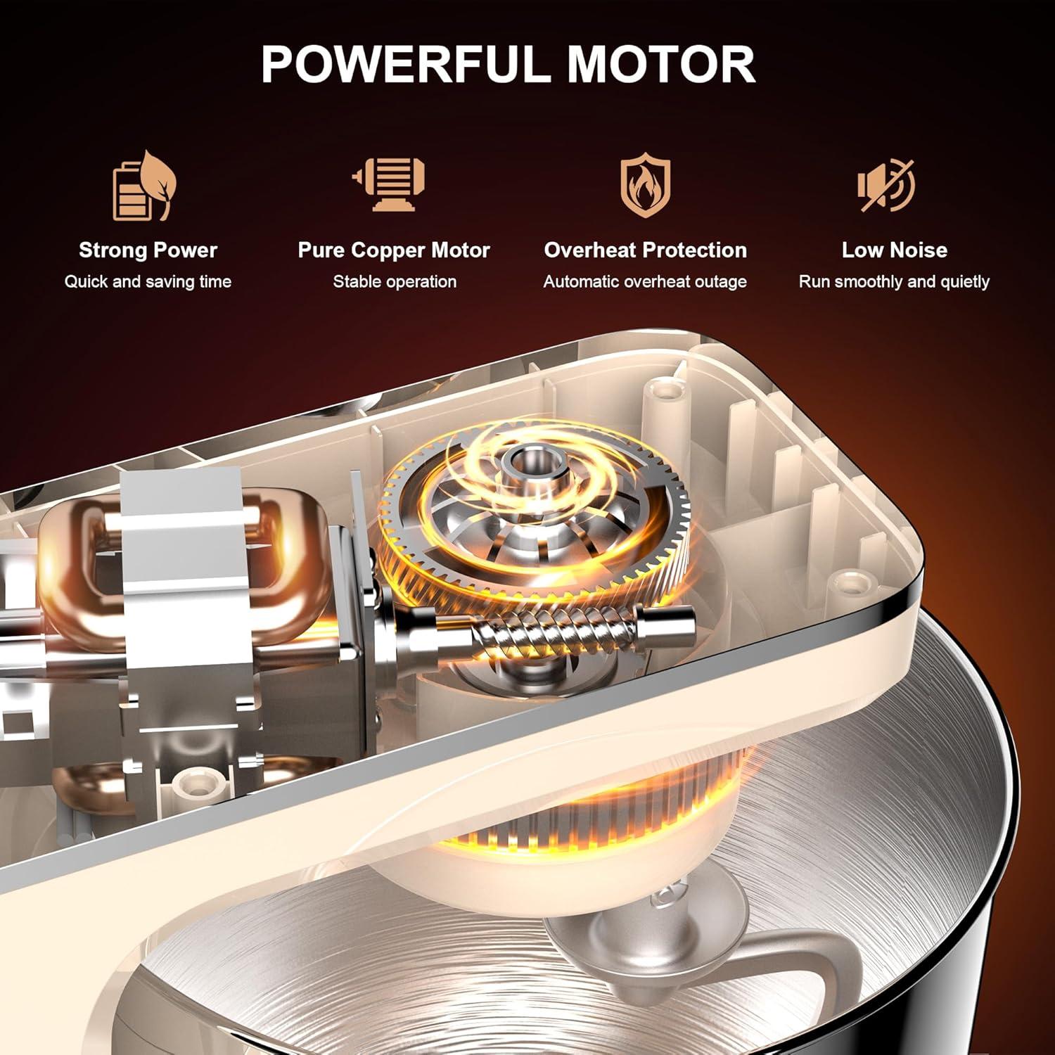 Batidora de pie Honinst 6QT 10 velocidades beige con accesorios