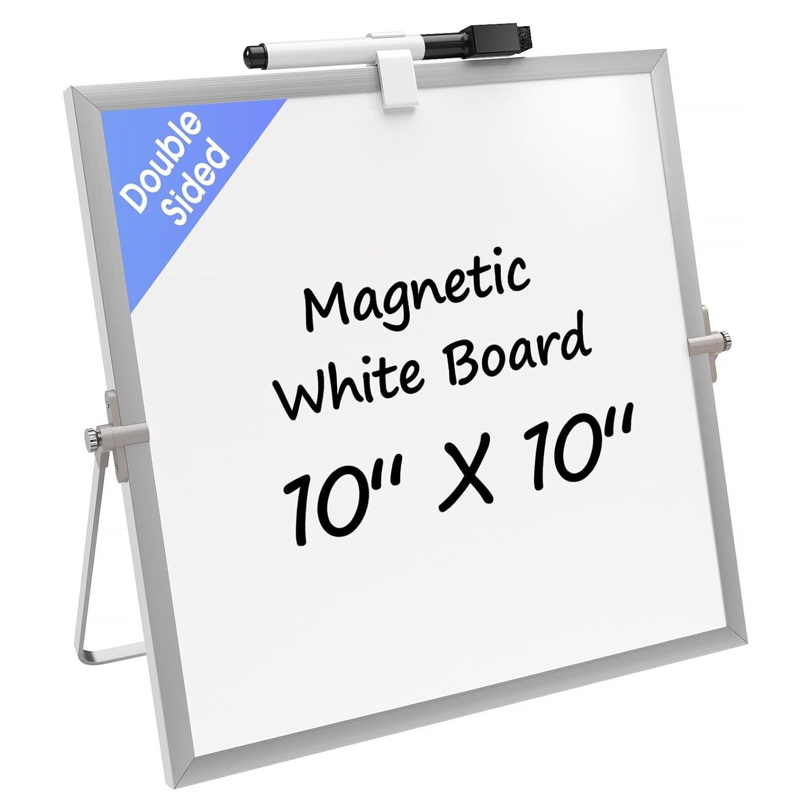 Pizarra Blanca Magnética Doble Cara MaxGear 25.4 cm con Soporte