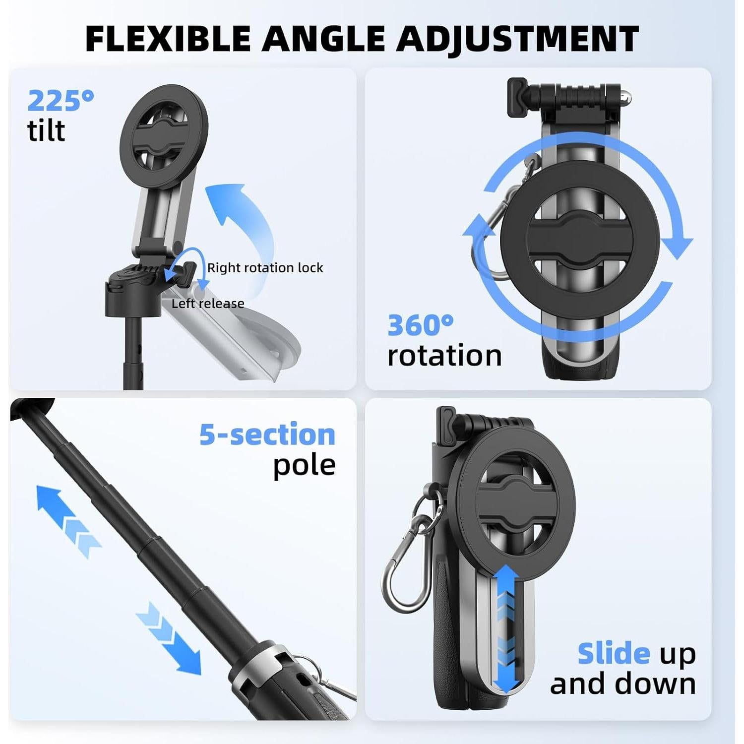 Trípode Mini de Selfie Magnético Heyi FMUSA0081 4-en-1