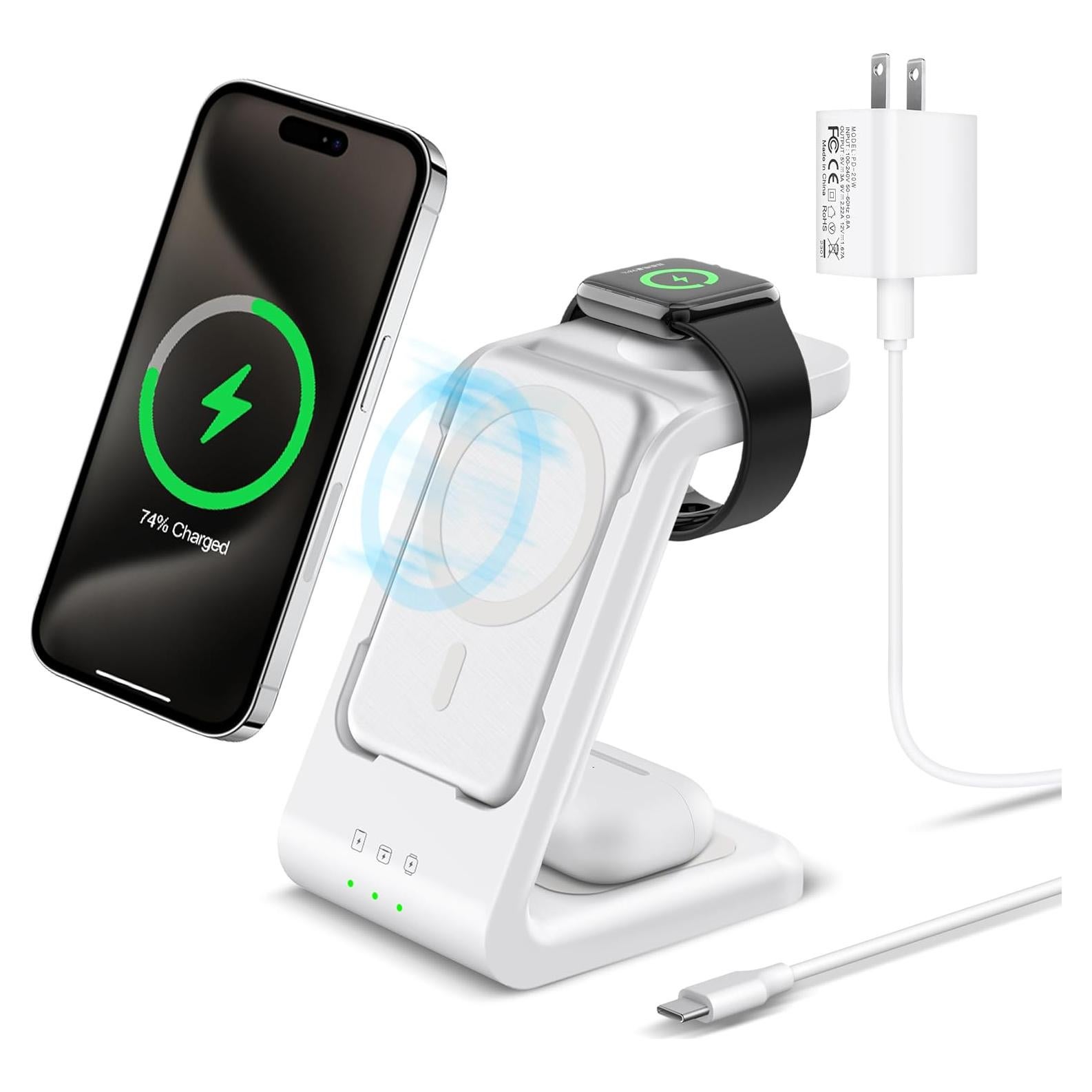 Estación de Carga Inalámbrica 3 en 1 Smtcsl 5000mAh Blanca