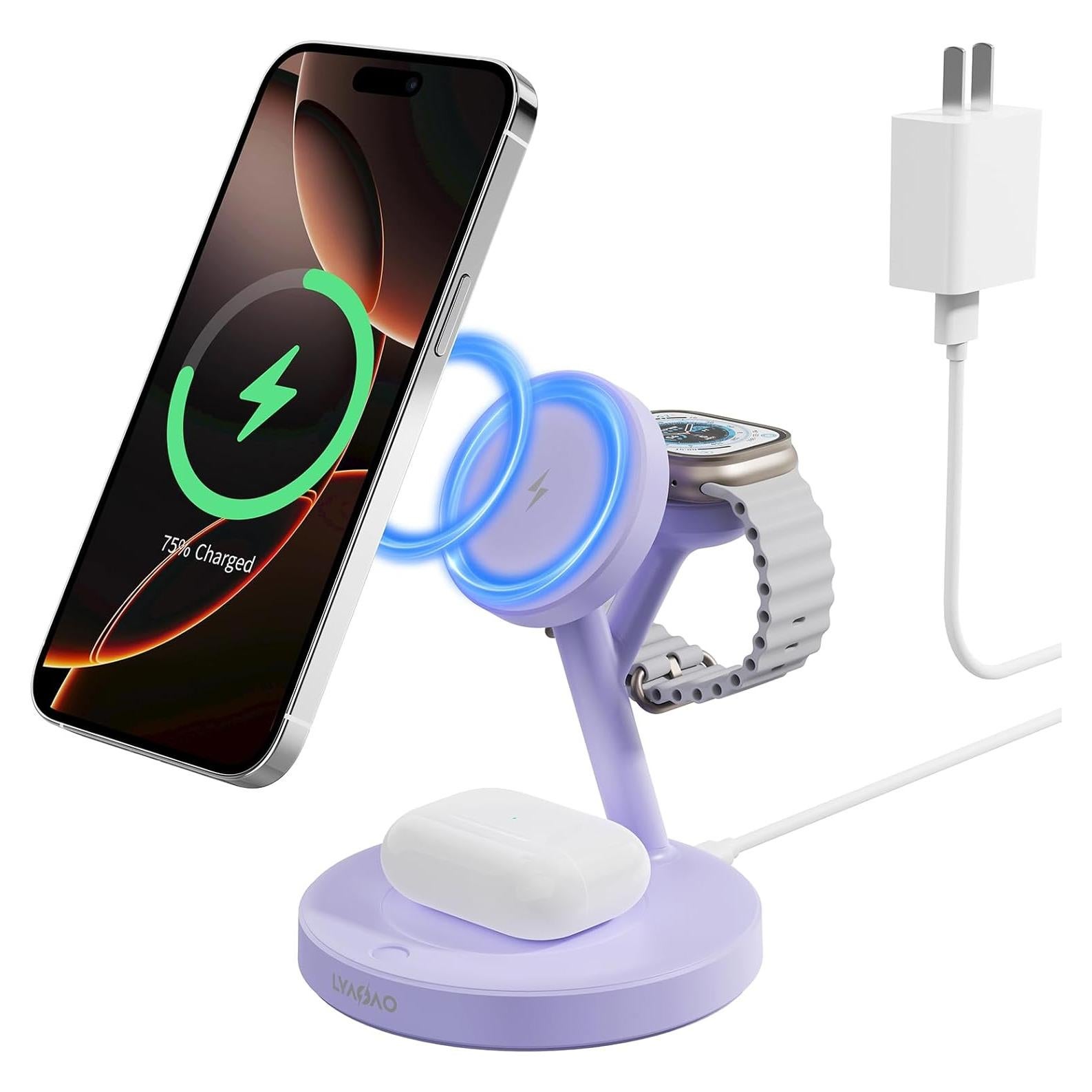 Estación de Carga 3 en 1 LYAOAO para iPhone, AirPods y iWatch