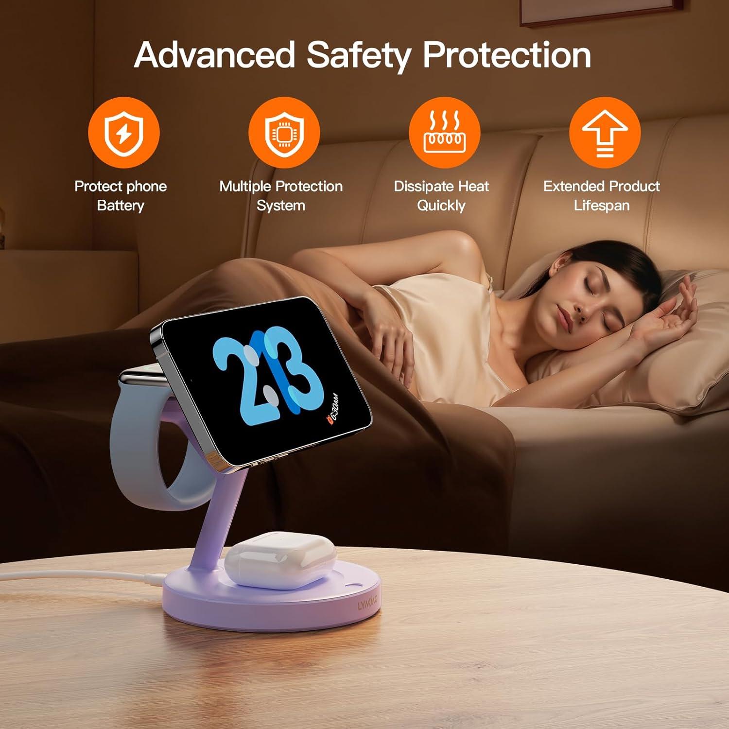 Estación de Carga 3 en 1 LYAOAO para iPhone, AirPods y iWatch