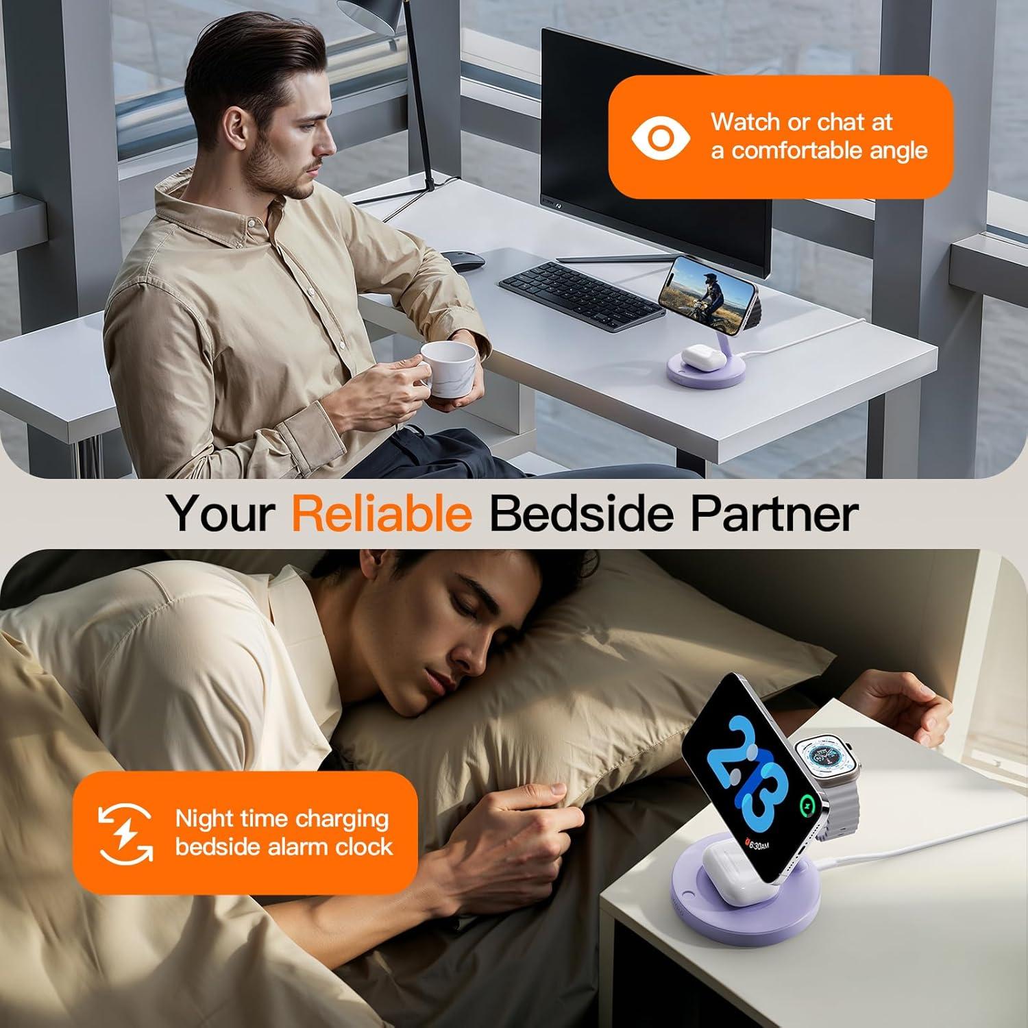 Estación de Carga 3 en 1 LYAOAO para iPhone, AirPods y iWatch