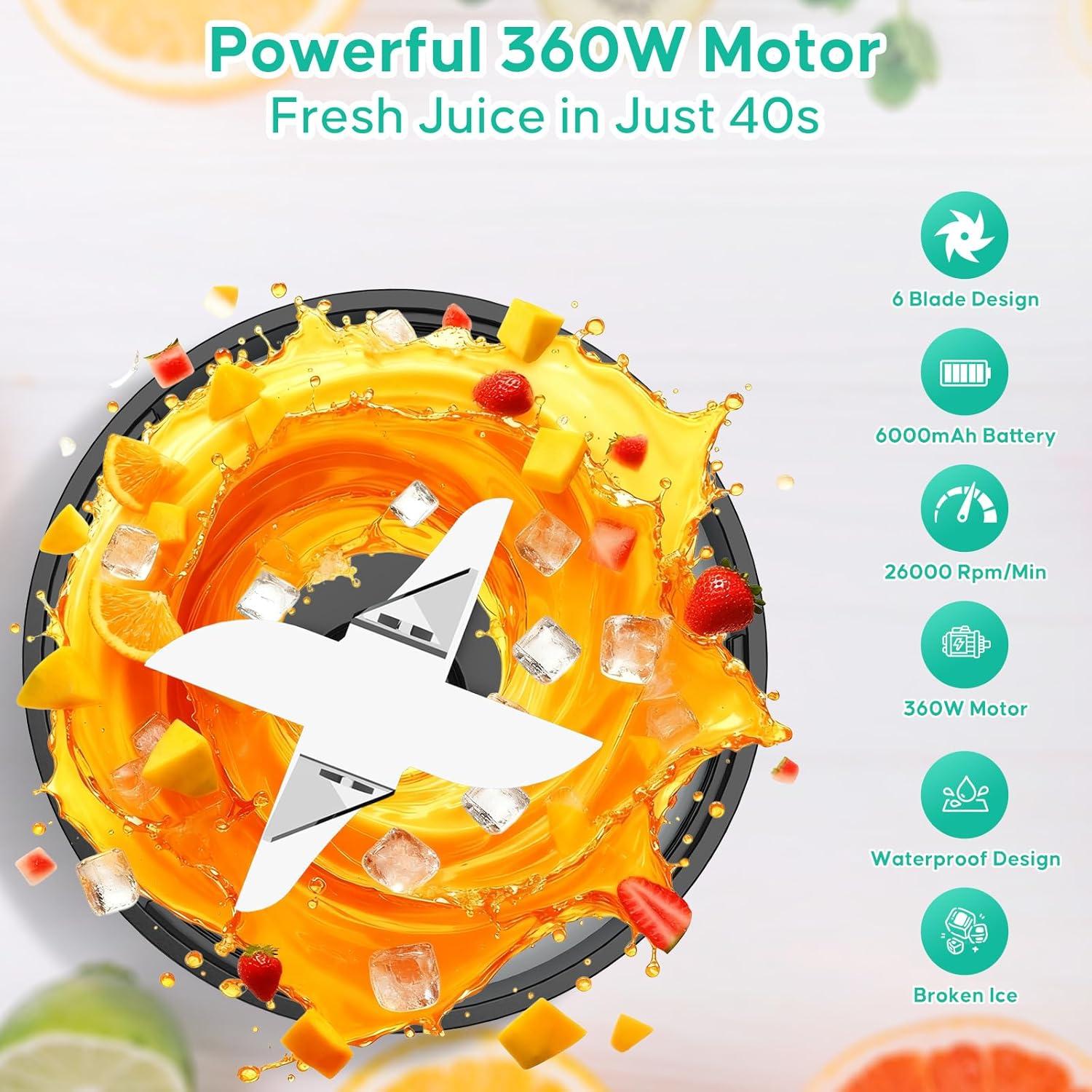 Licuadora Portátil FITECHZY HD-10 0.71L Inalámbrica USB-C