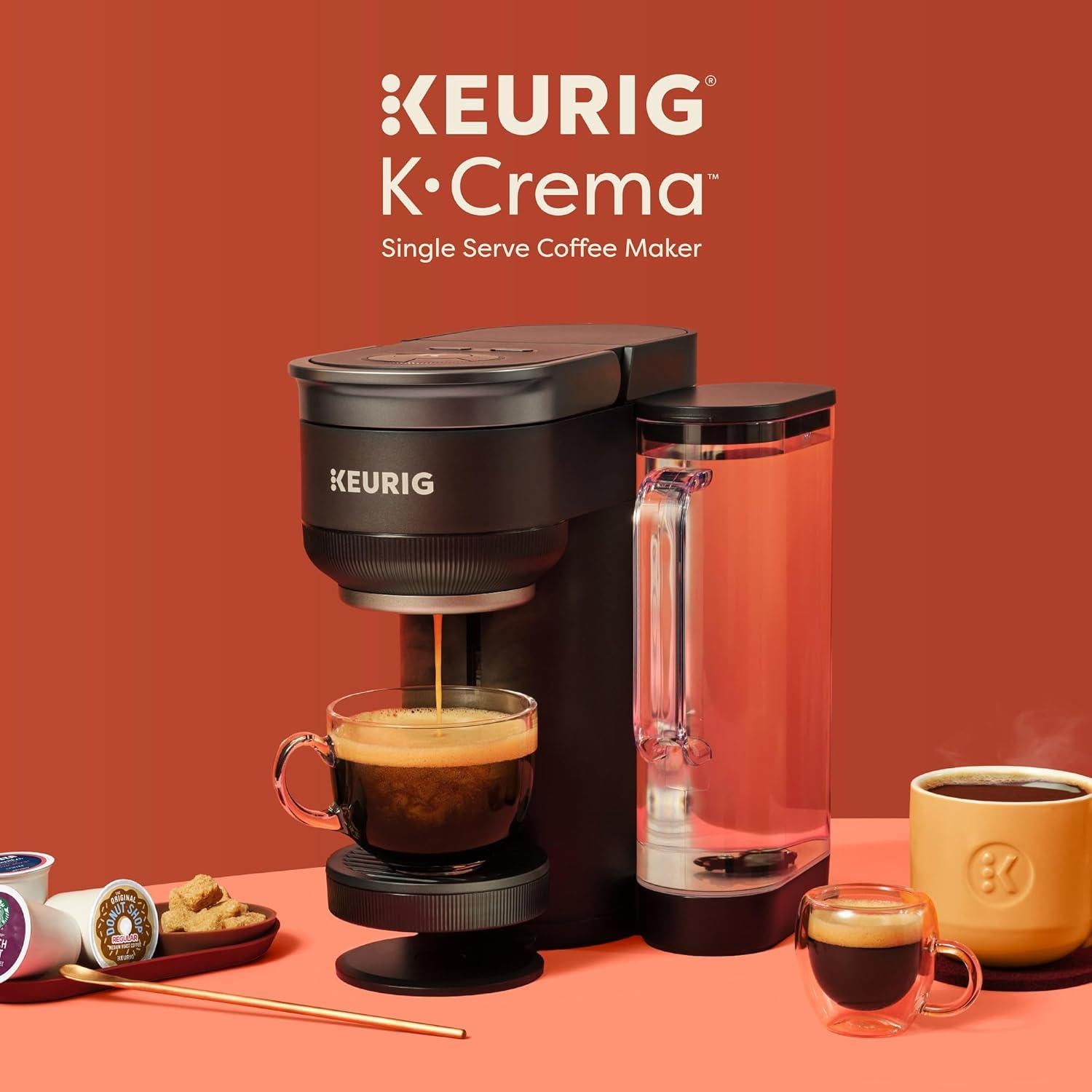 Cafetera Keurig K-Crema 72 oz, Presión y MultiStream, Negro