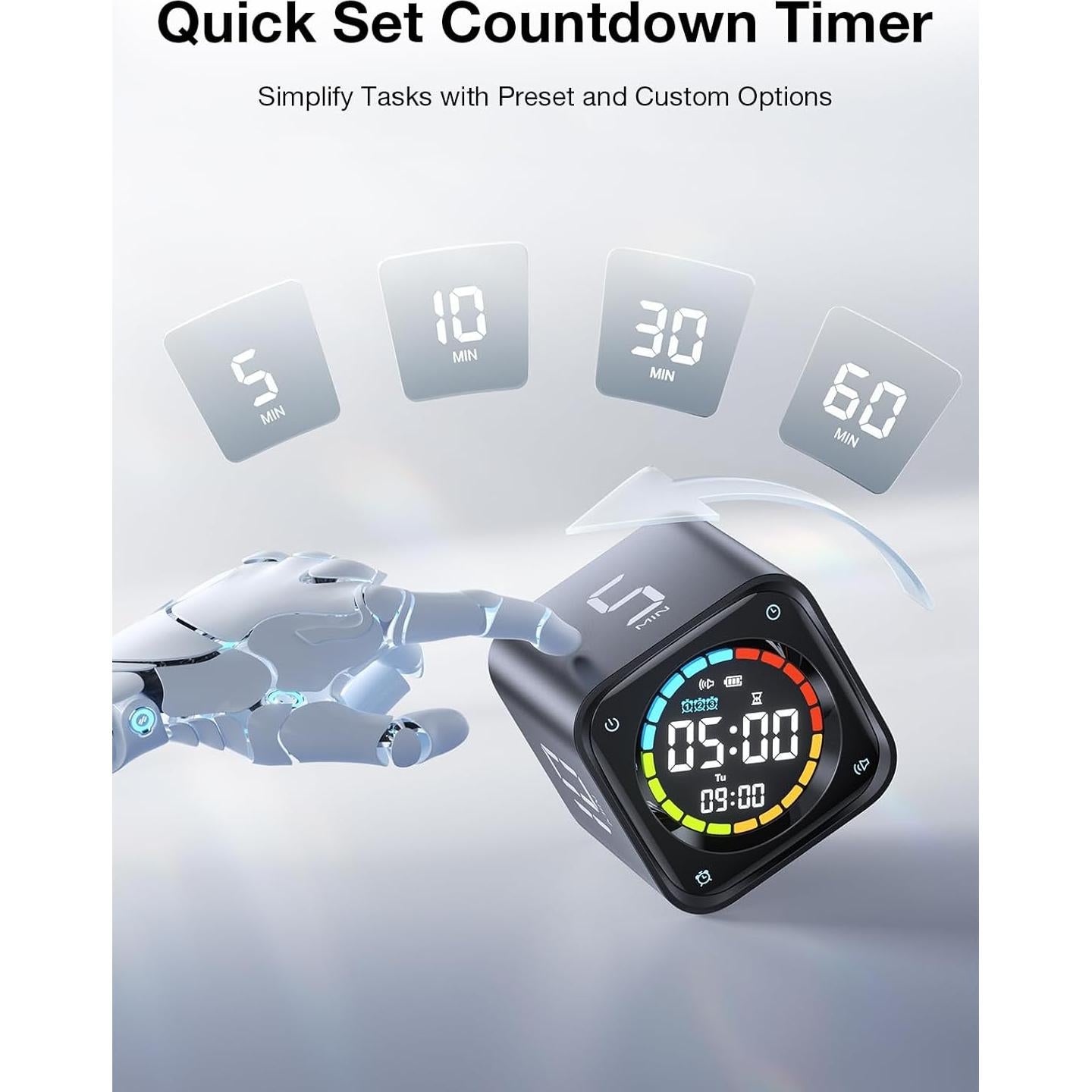 Temporizador Pomodoro Ticktime TK3 Negro, Cronómetro con 3 Alarmas