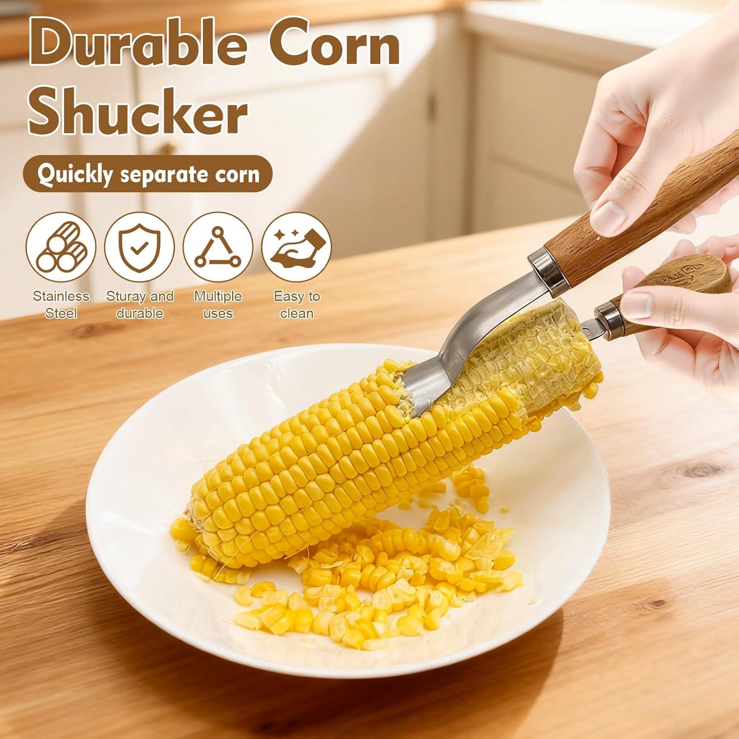 Pelador de Maíz OMGOD con Mango de Madera y Sujetadores