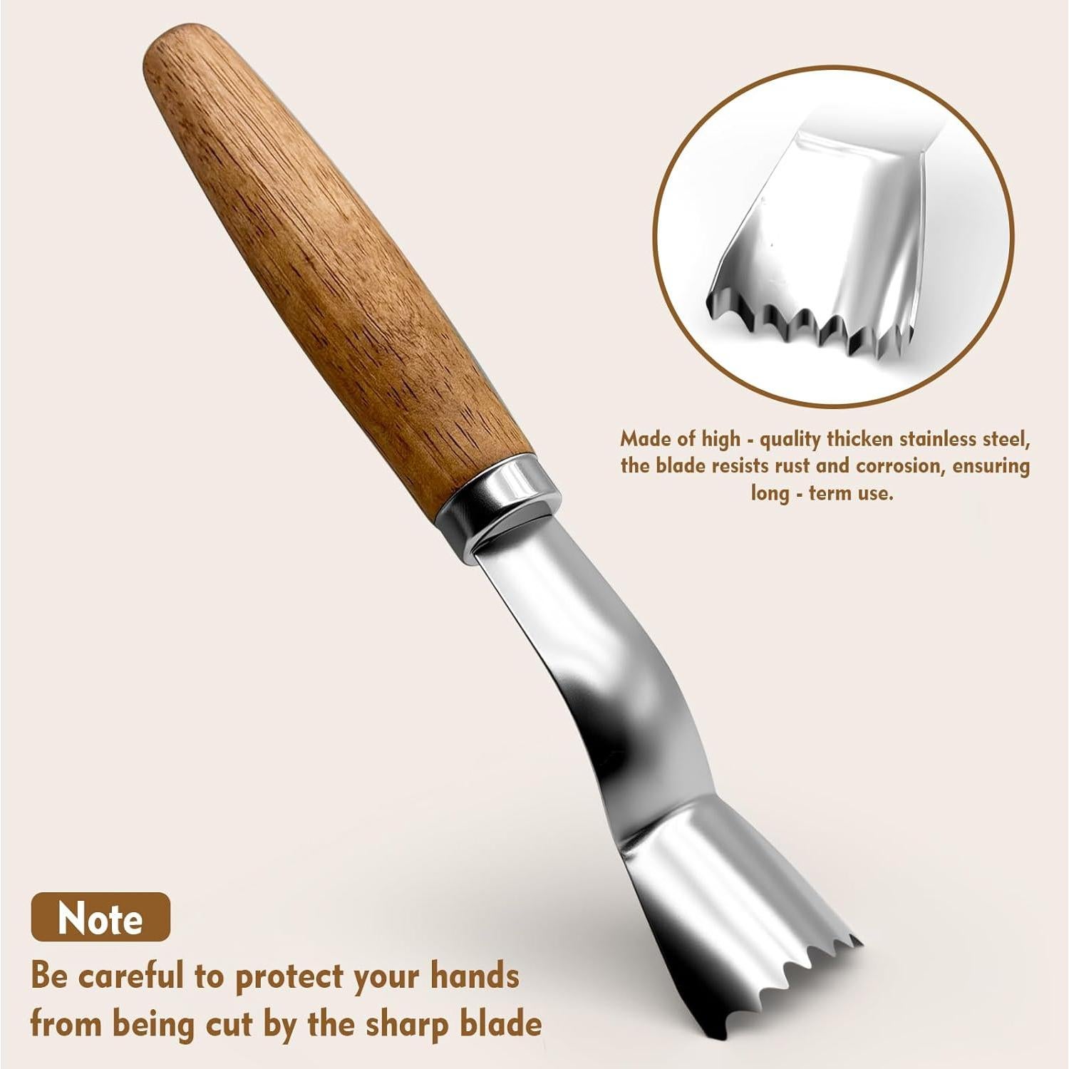 Pelador de Maíz OMGOD con Mango de Madera y Sujetadores