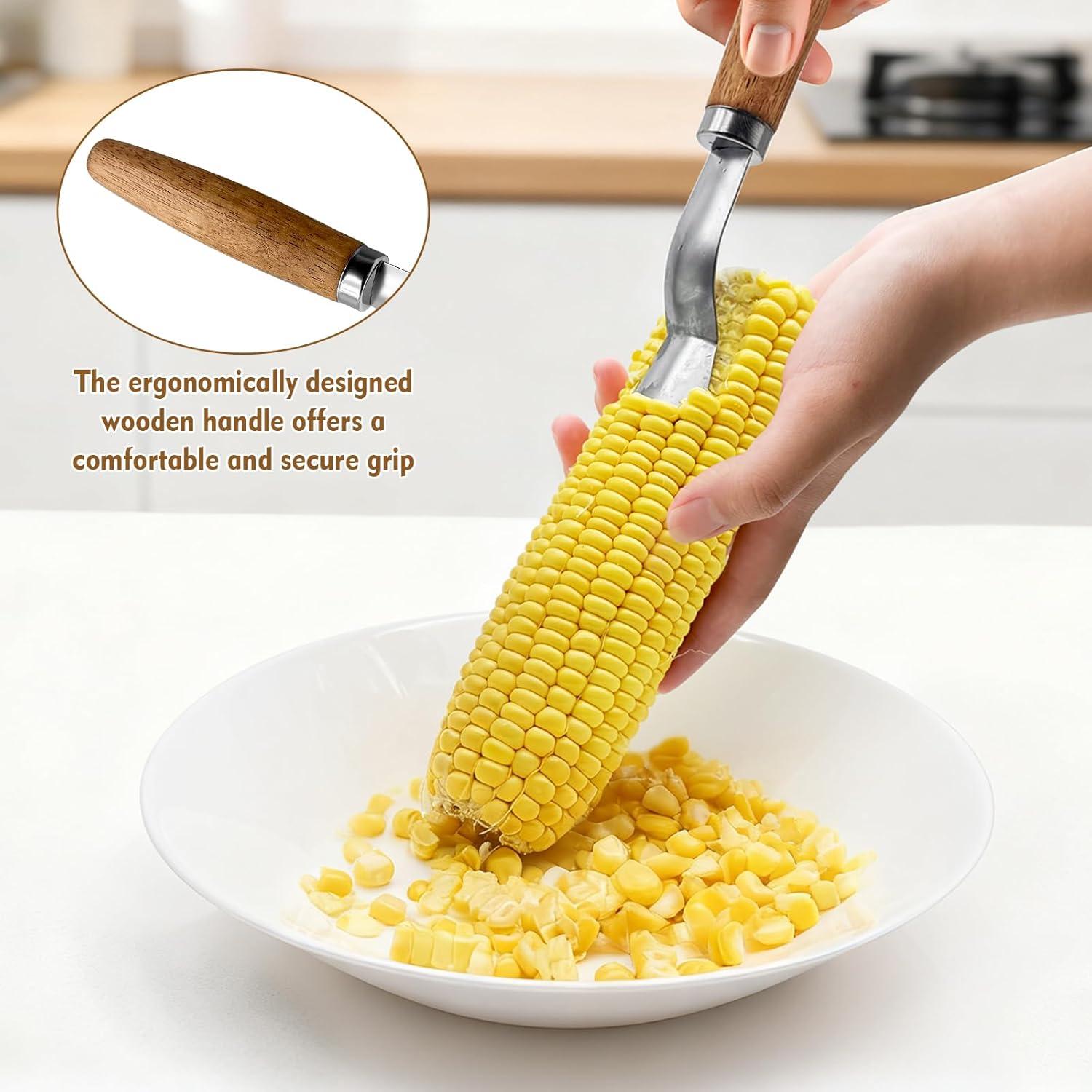 Pelador de Maíz OMGOD con Mango de Madera y Sujetadores