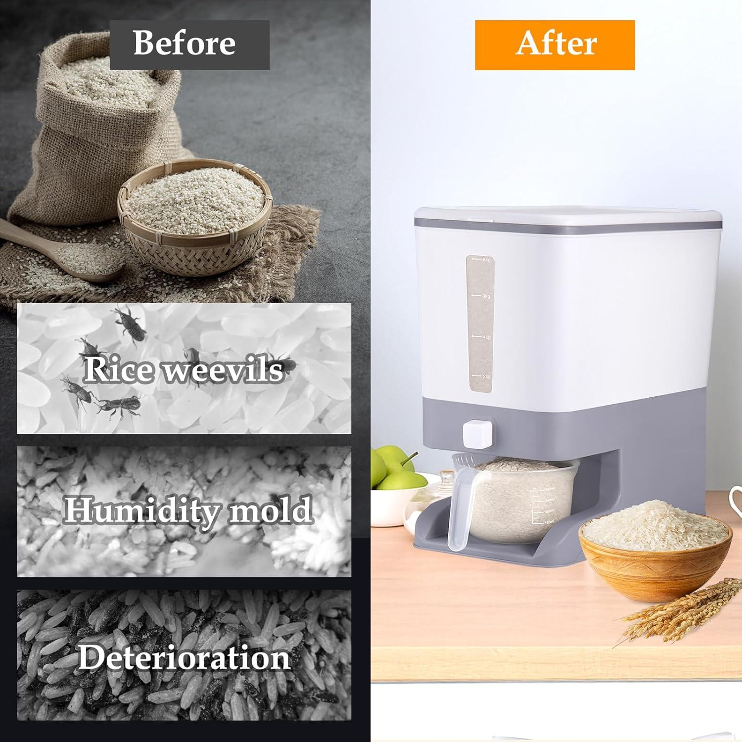 Dispensador de Arroz Juome 11.3 kg con Taza Medidora y Sello Hermético