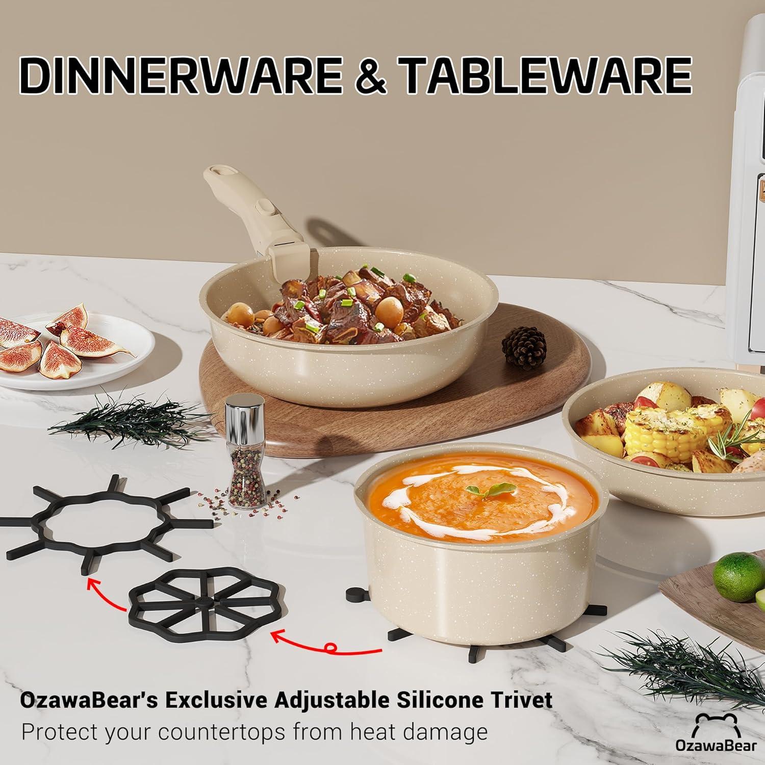 Juego de 23 Piezas de Ollas y Sartenes OzawaBear Antiadherente