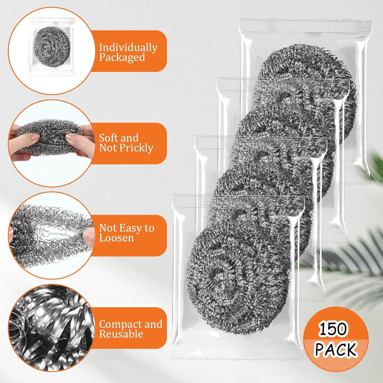 Estropajos de Acero Inoxidable IANFAN 150 Piezas 5cm