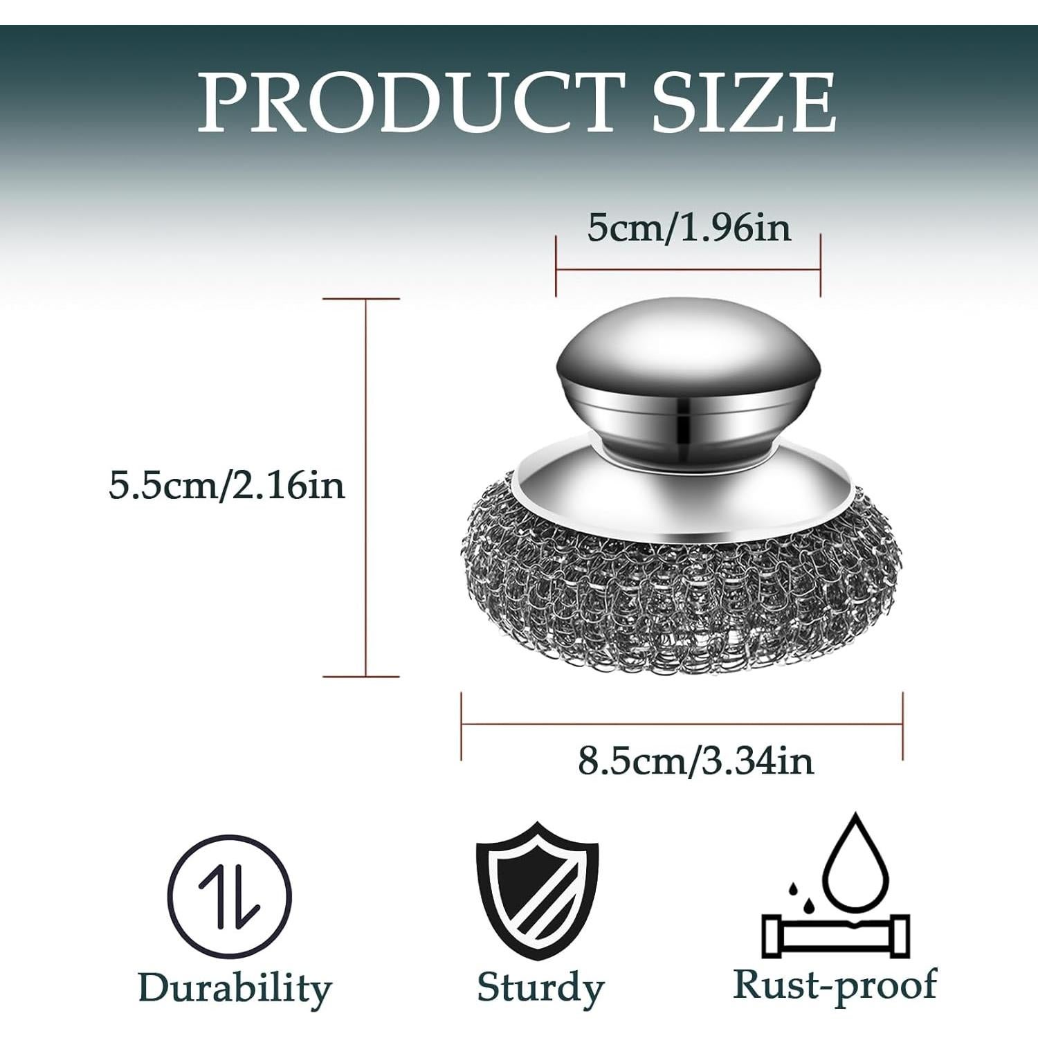 Juego de estropajos de acero inoxidable KTOJOY 6 piezas con mango