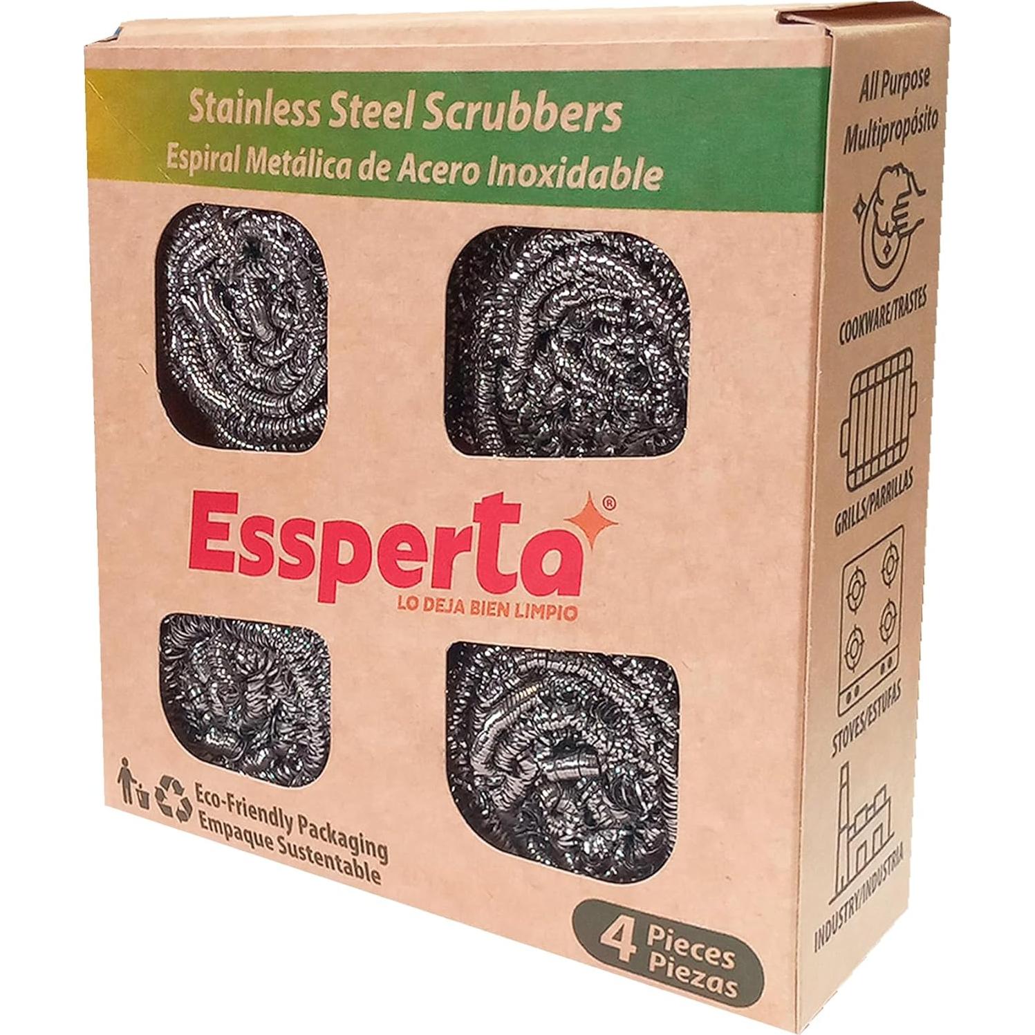 Juego de 4 estropajos de acero inoxidable ESSPERTA 0353