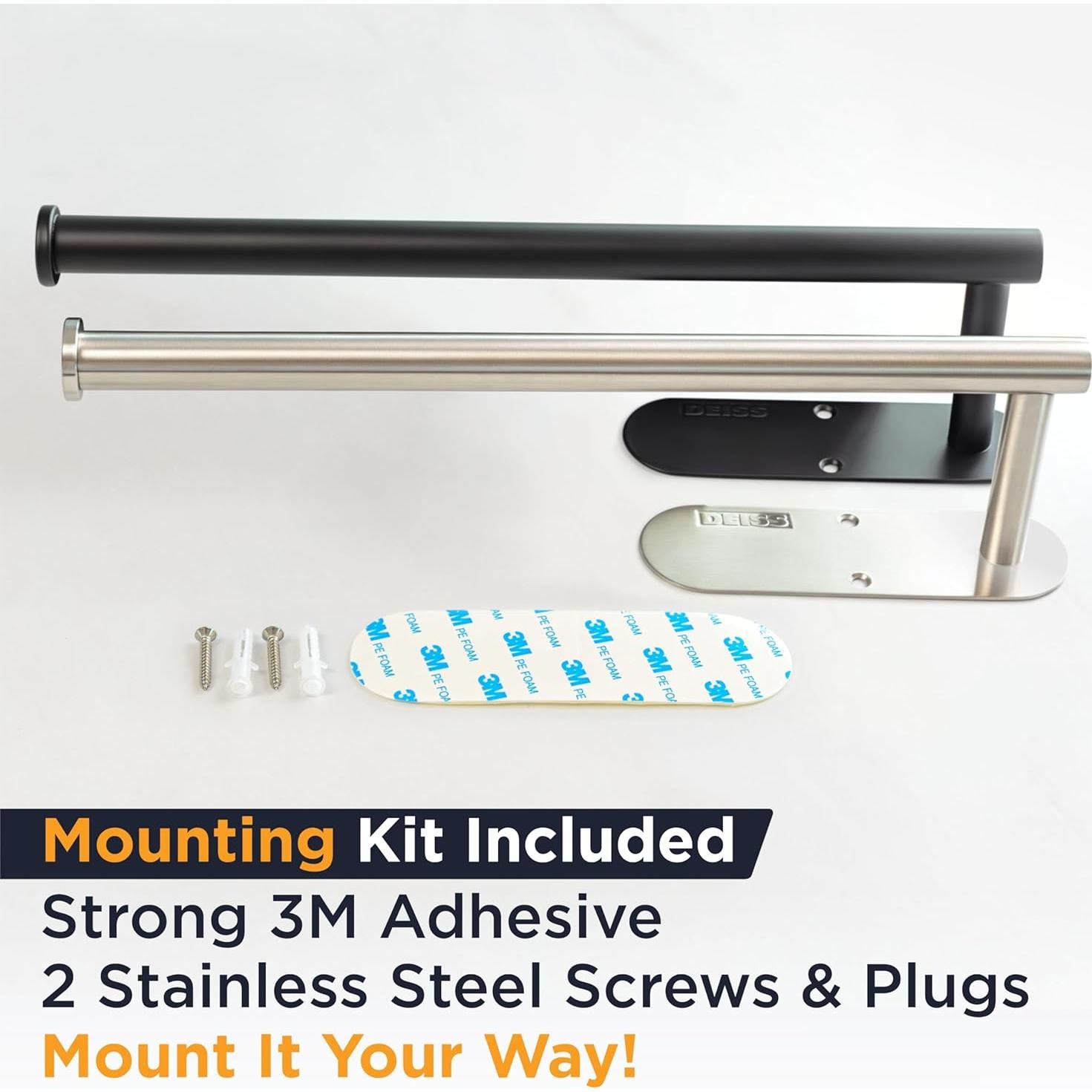 Soporte para Toallas de Papel Deiss Pro - Acero Inoxidable Negro