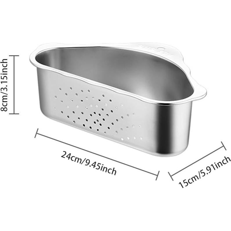 Canasta de Drenaje Triangular Acero Inoxidable iayokocc 24x15 cm