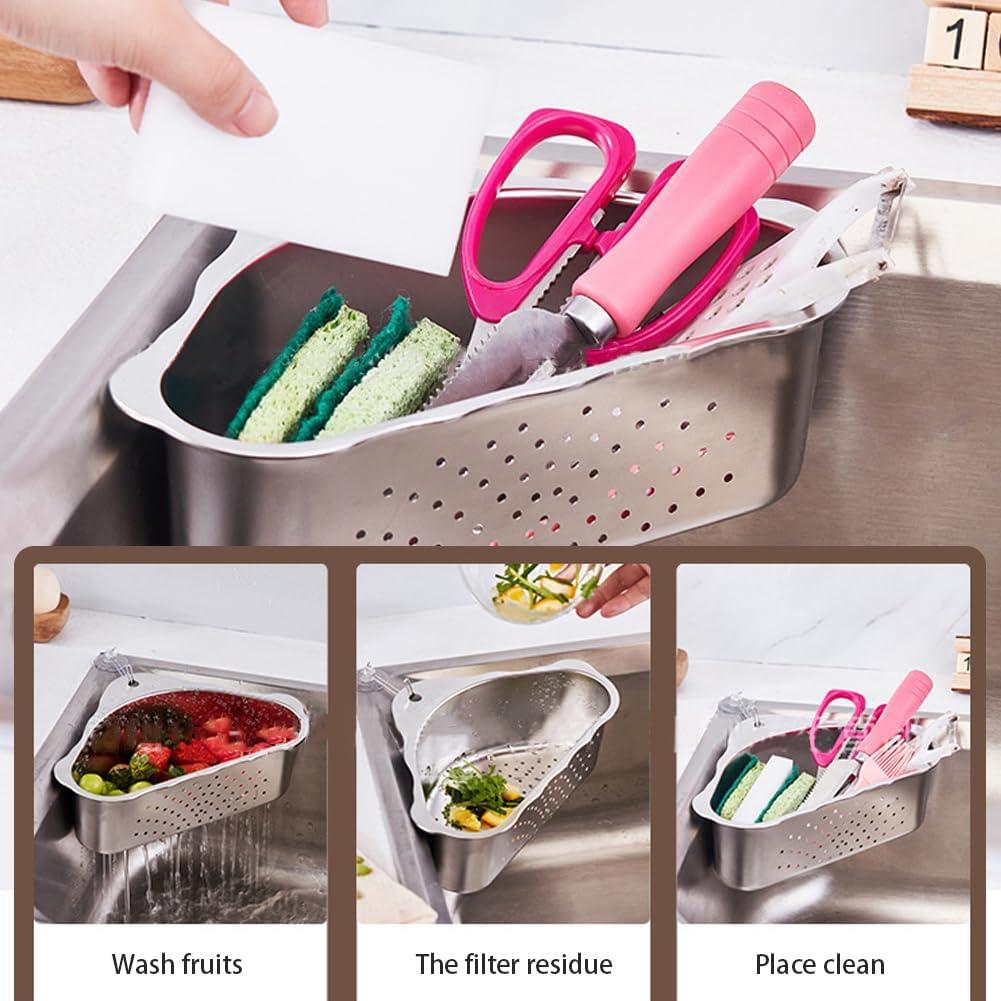 Canasta de Drenaje Triangular Acero Inoxidable iayokocc 24x15 cm