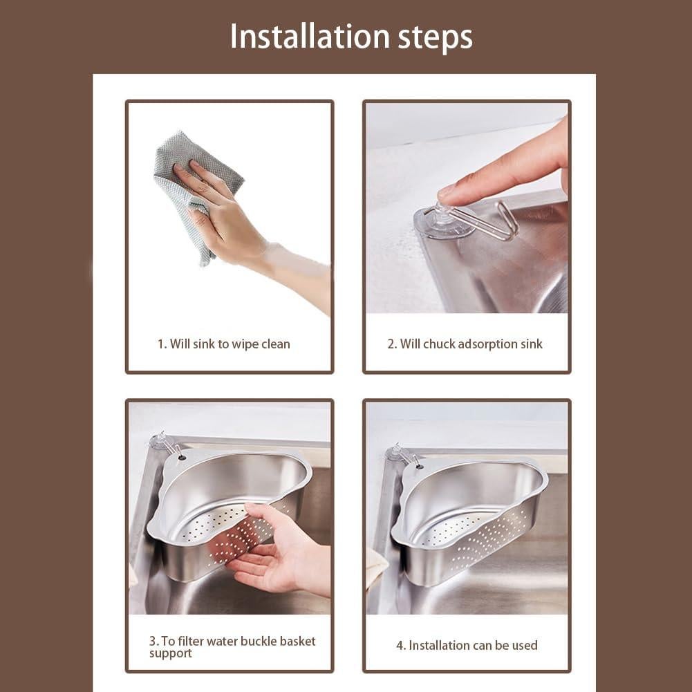 Canasta de Drenaje Triangular Acero Inoxidable iayokocc 24x15 cm