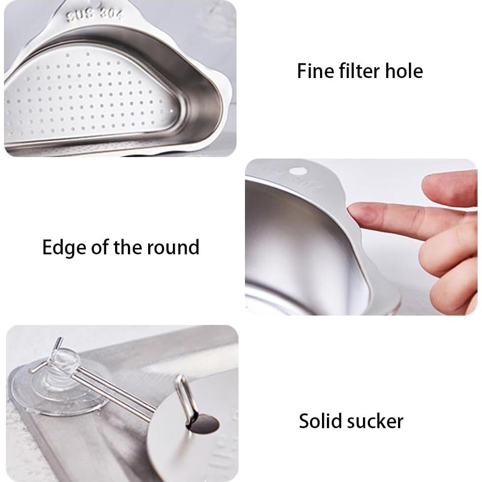 Canasta de Drenaje Triangular Acero Inoxidable iayokocc 24x15 cm