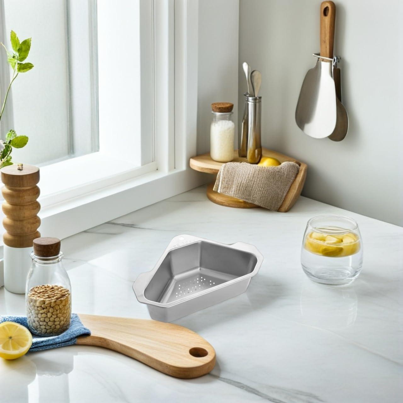 Canasta de Drenaje Triangular Hemobllo de Acero Inoxidable 24.5cm