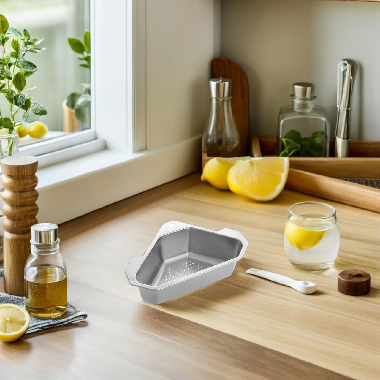 Canasta de Drenaje Triangular Hemobllo de Acero Inoxidable 24.5cm