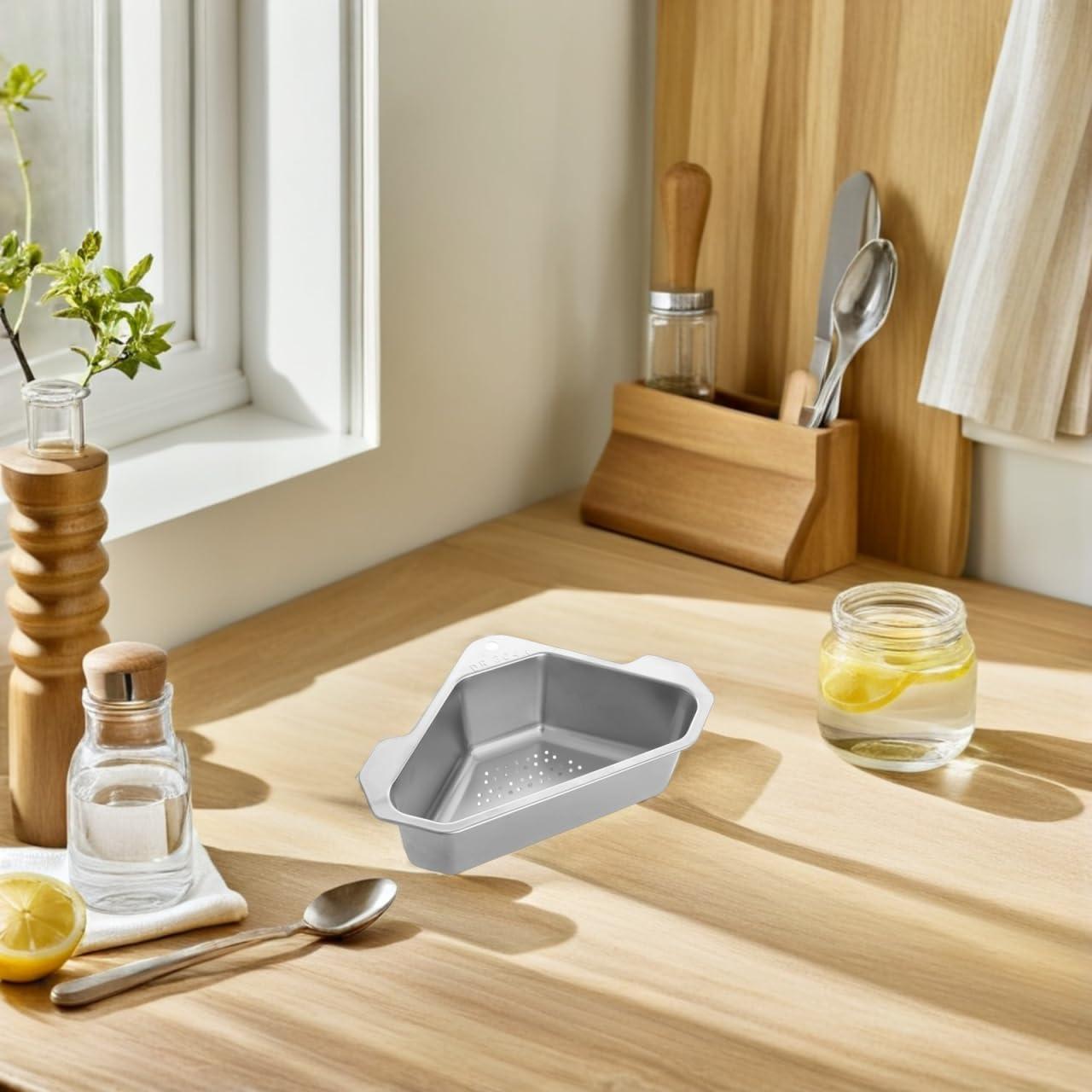 Canasta de Drenaje Triangular Hemobllo de Acero Inoxidable 24.5cm