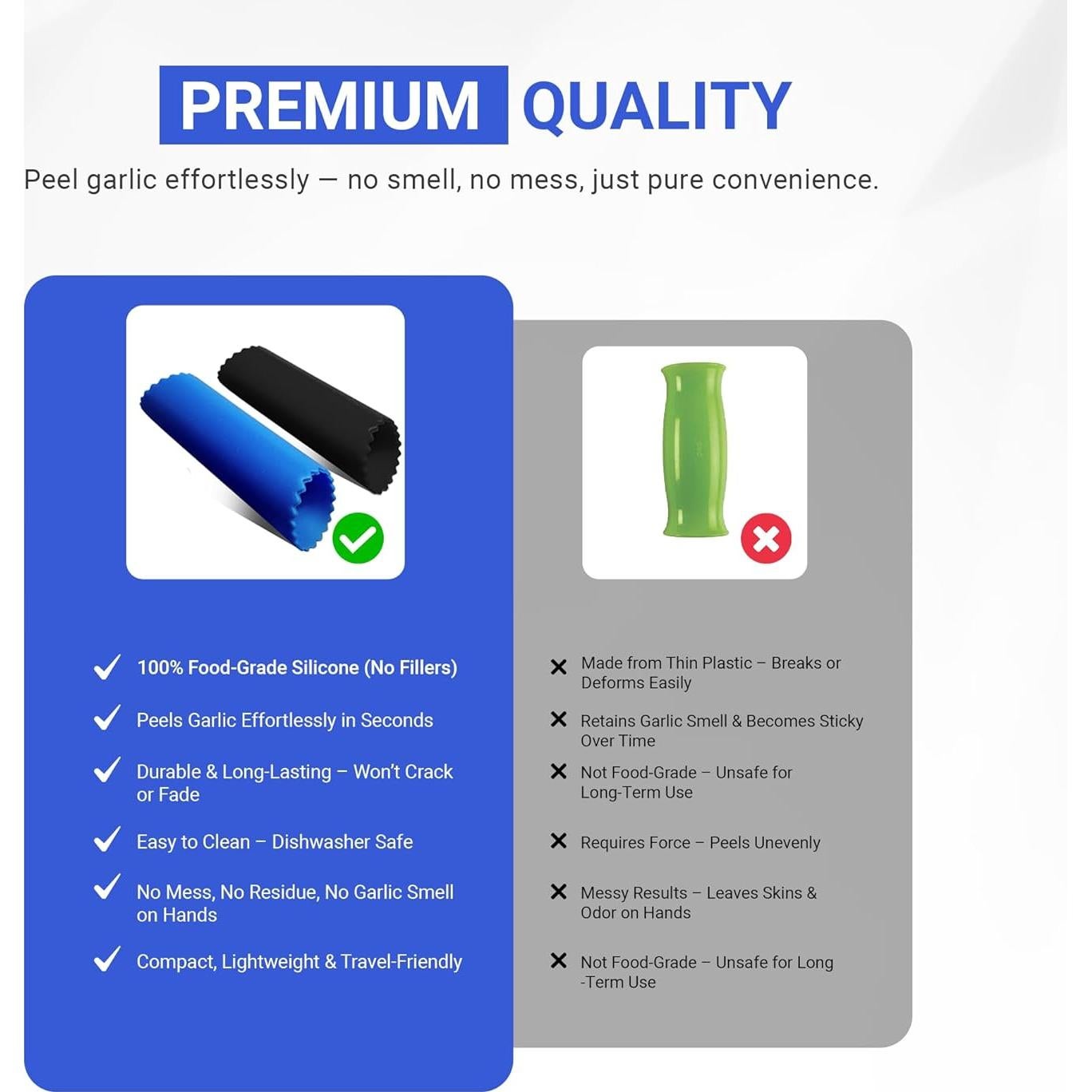 Tubo Pelador de Ajo de Silicona - Libre de BPA, Apto Lavavajillas