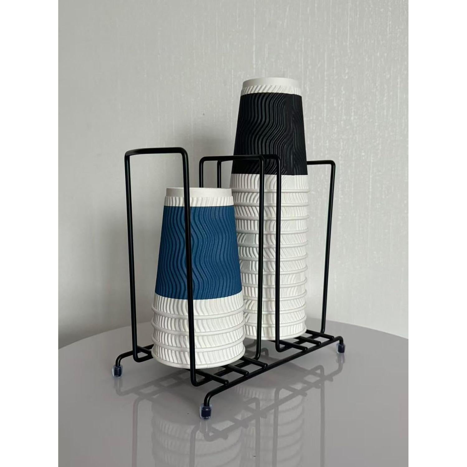 Dispensador de Tazas de Café Organizador de Metal 2 Compartimentos