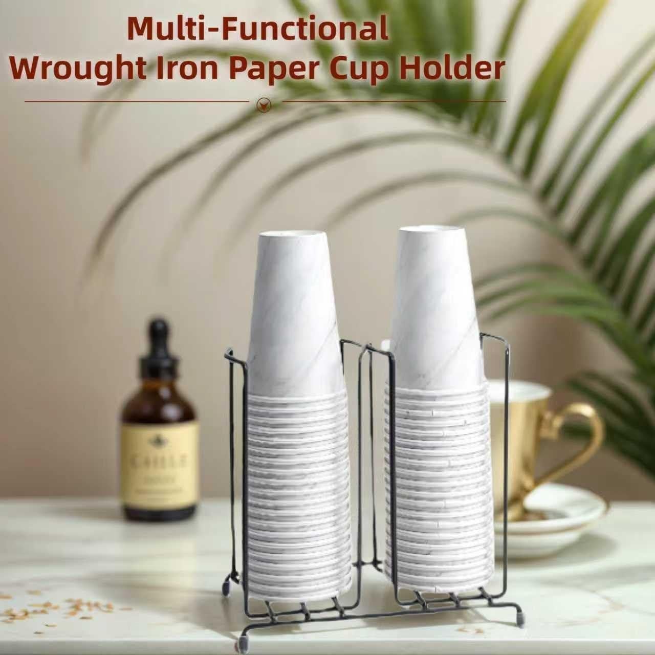 Dispensador de Tazas de Café Organizador de Metal 2 Compartimentos