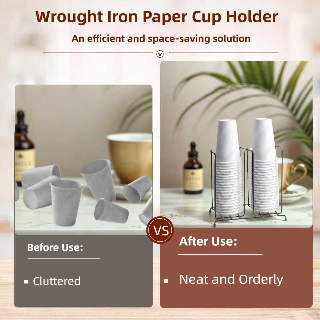 Dispensador de Tazas de Café Organizador de Metal 2 Compartimentos