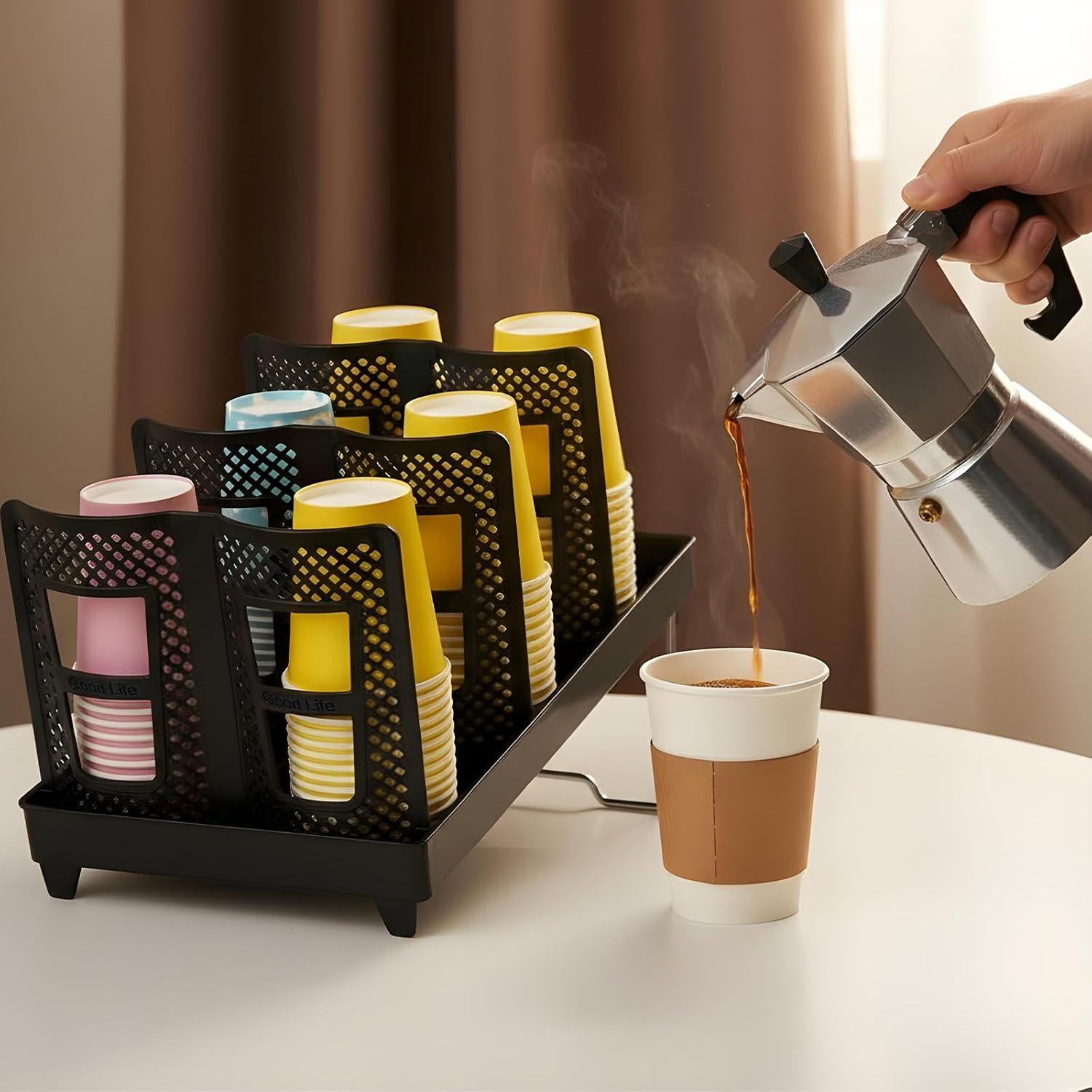 Dispensador de Tazas de Café Meyeyaia Negro 6 Compartimentos