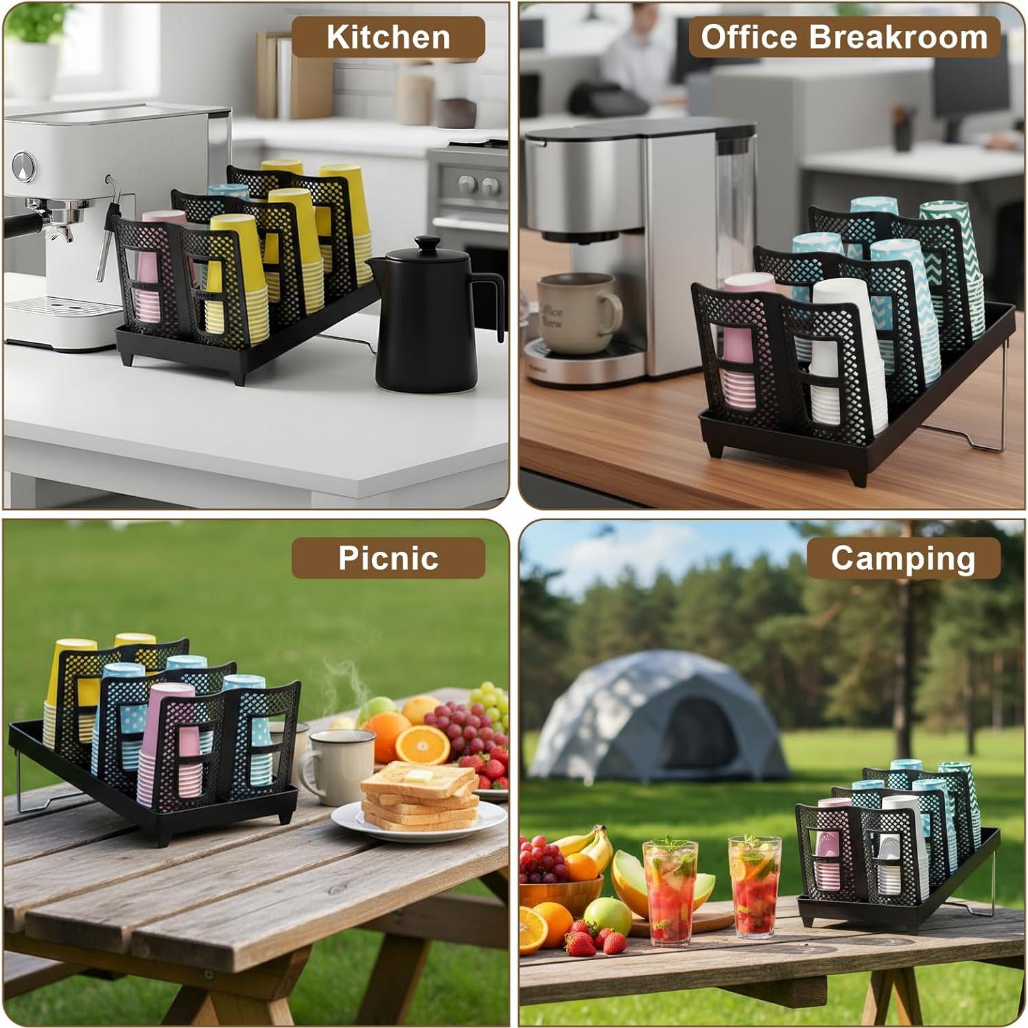 Dispensador de Tazas de Café Meyeyaia Negro 6 Compartimentos