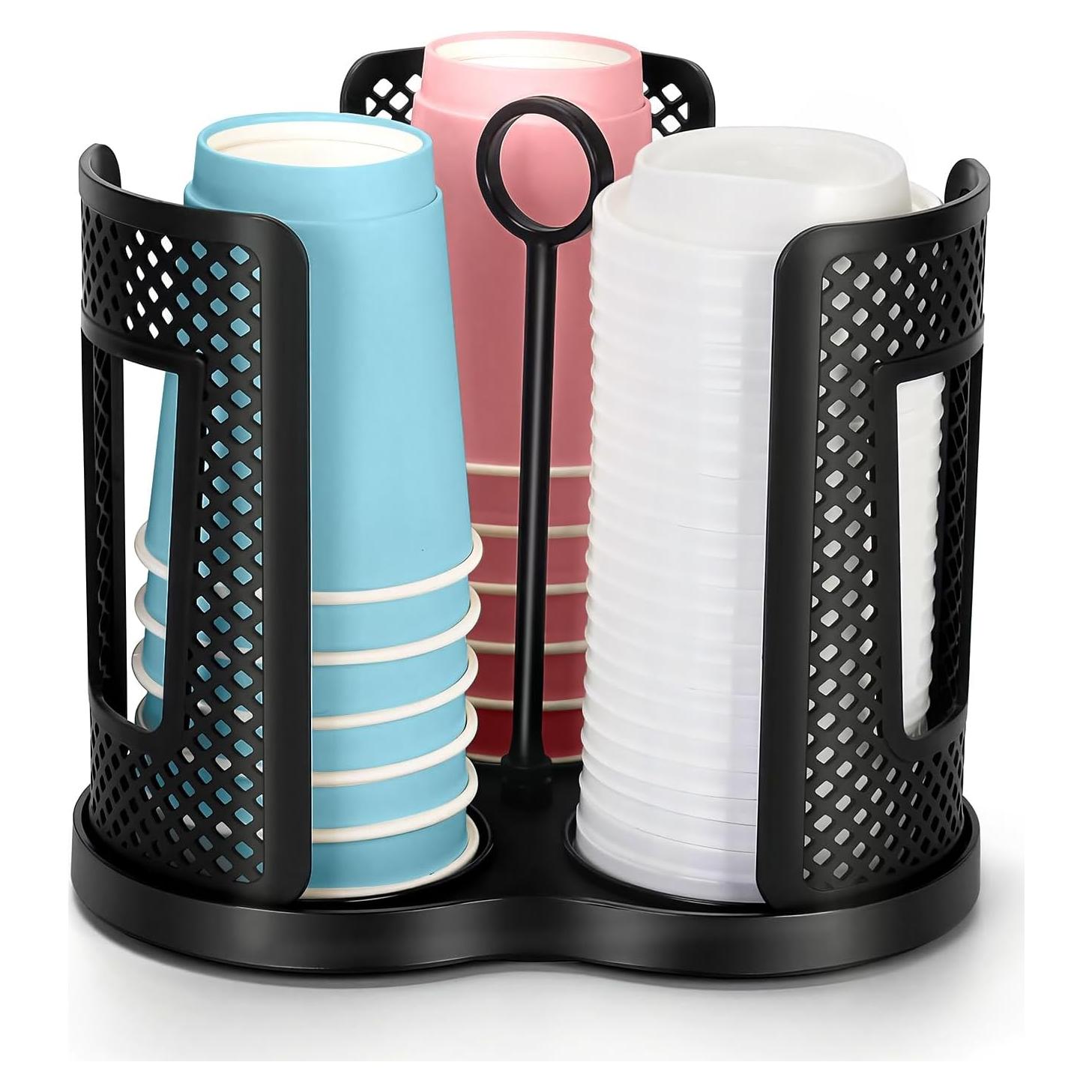 Dispensador de Tazas Basysnck con 4 Compartimentos y Rotación 360°